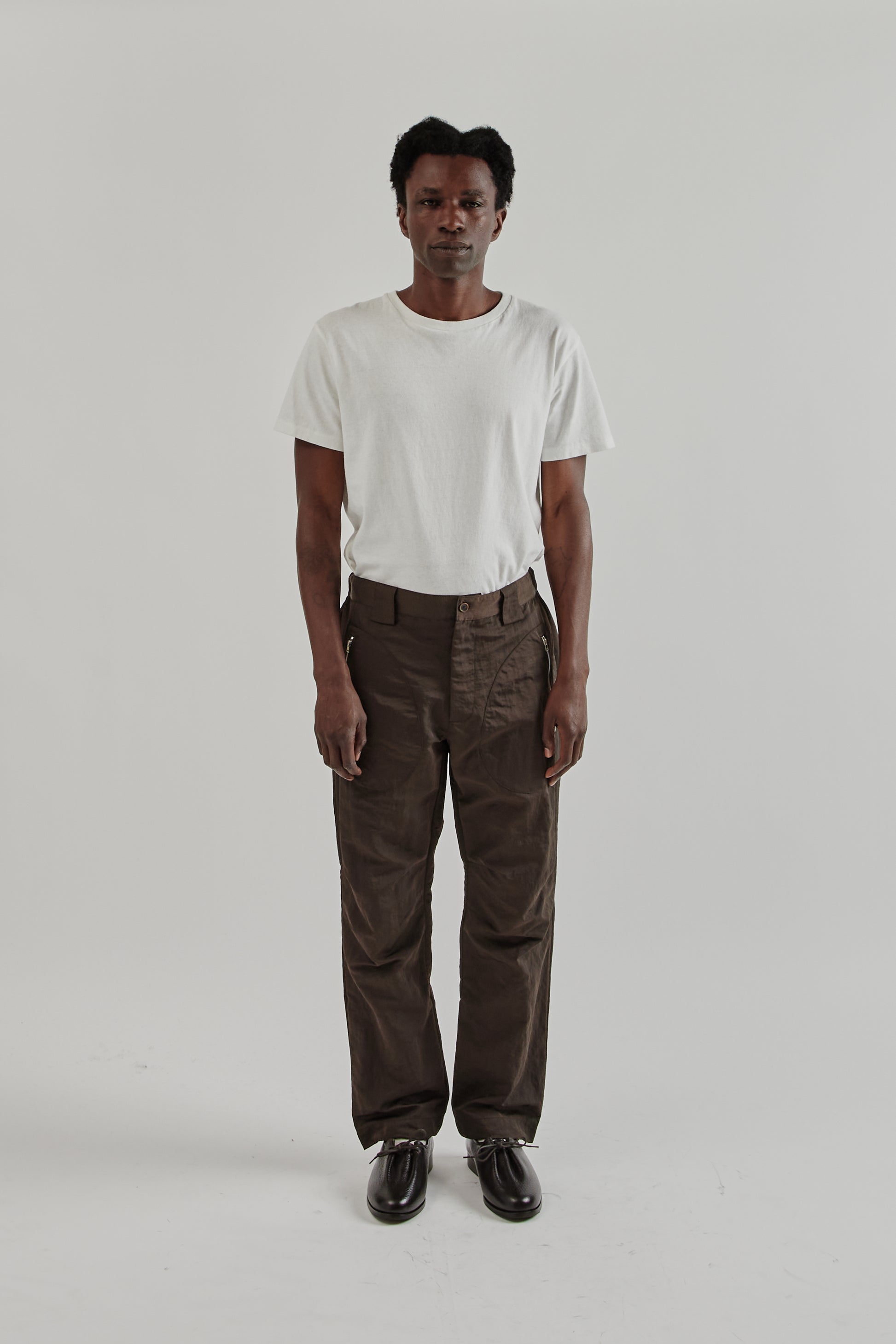 Ranra FW25 Wilder Nylon Cargo Pants Black Coffee1