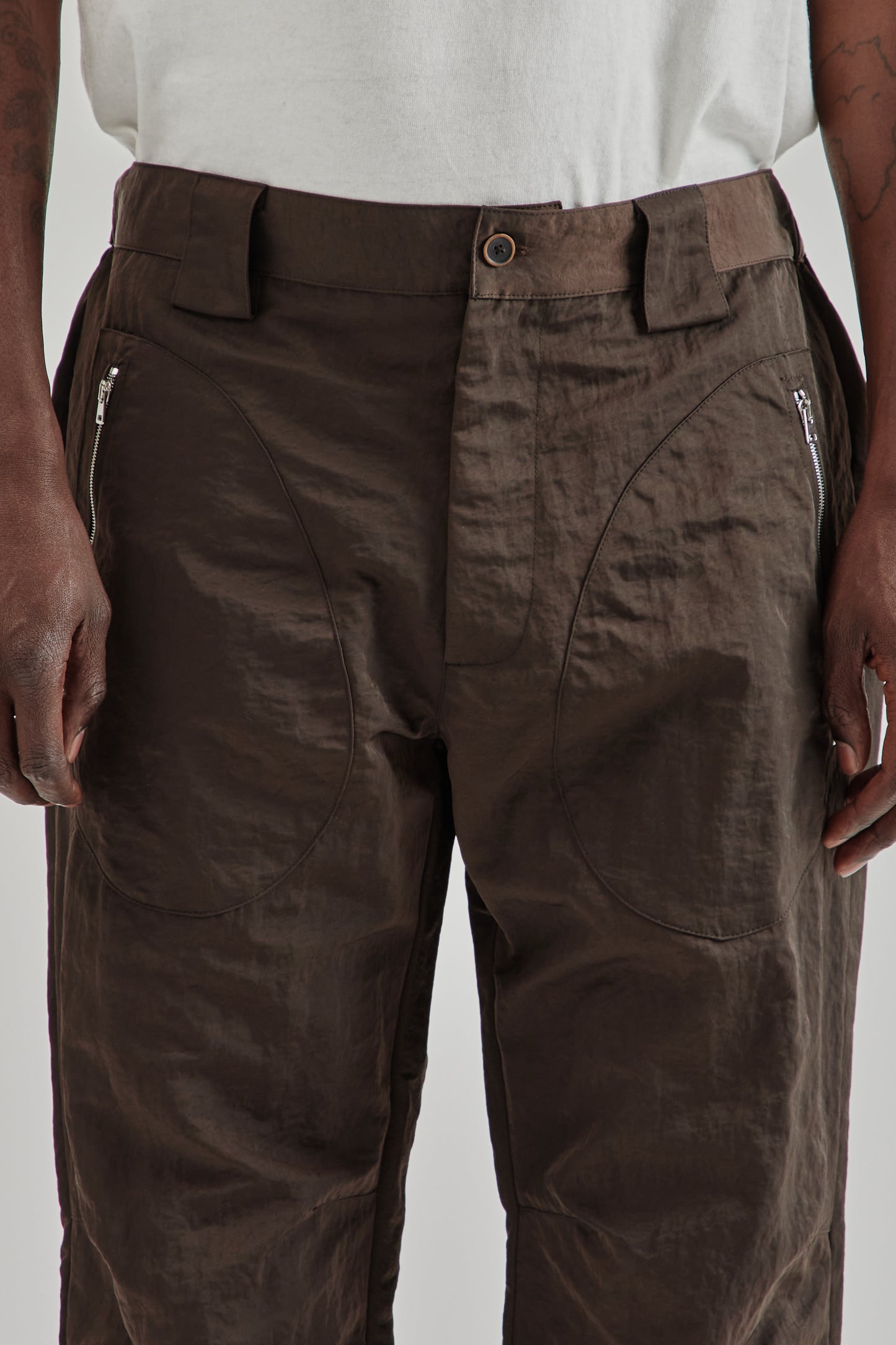 Ranra FW25 Wilder Nylon Cargo Pants Black Coffee12