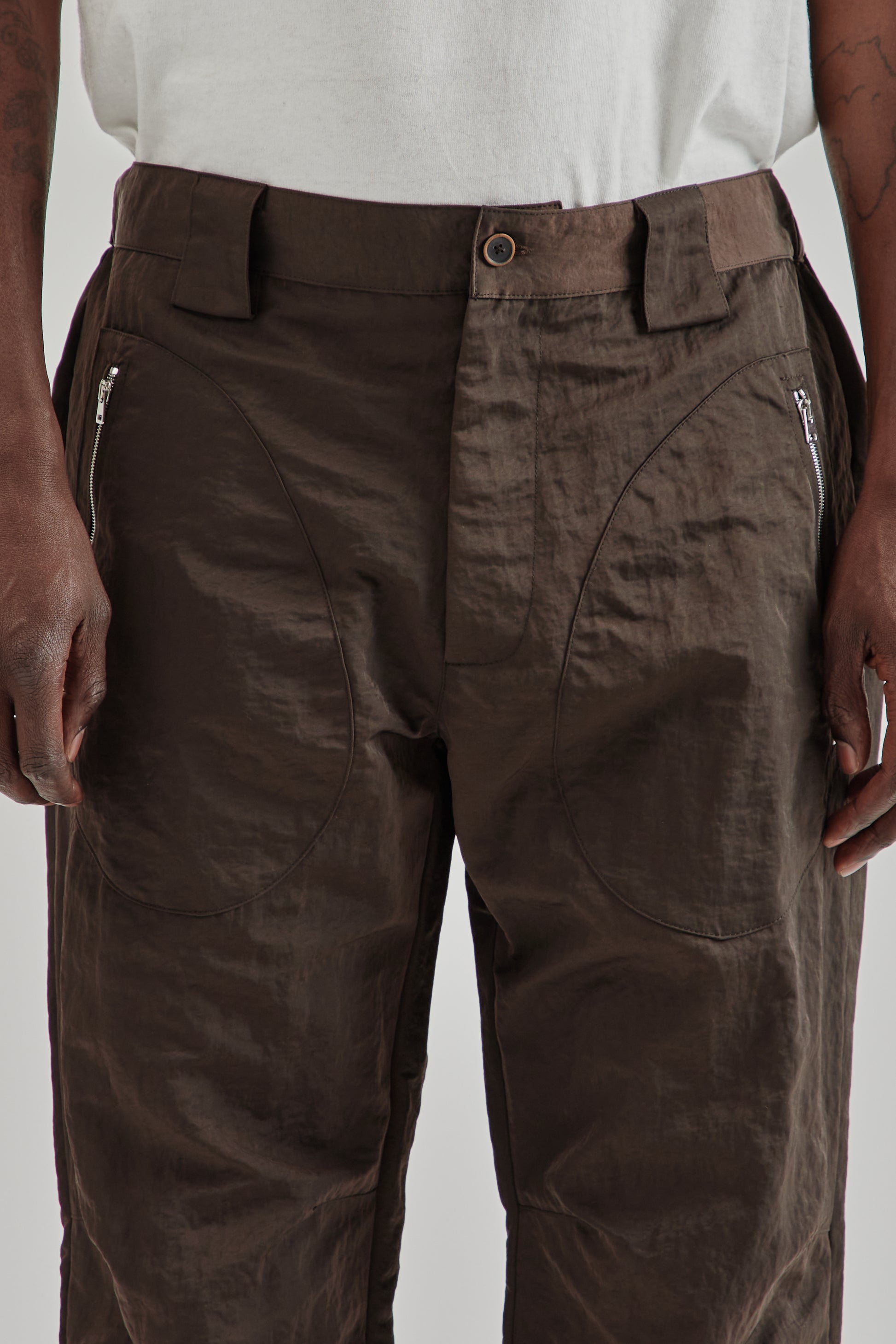 Ranra FW25 Wilder Nylon Cargo Pants Black Coffee12