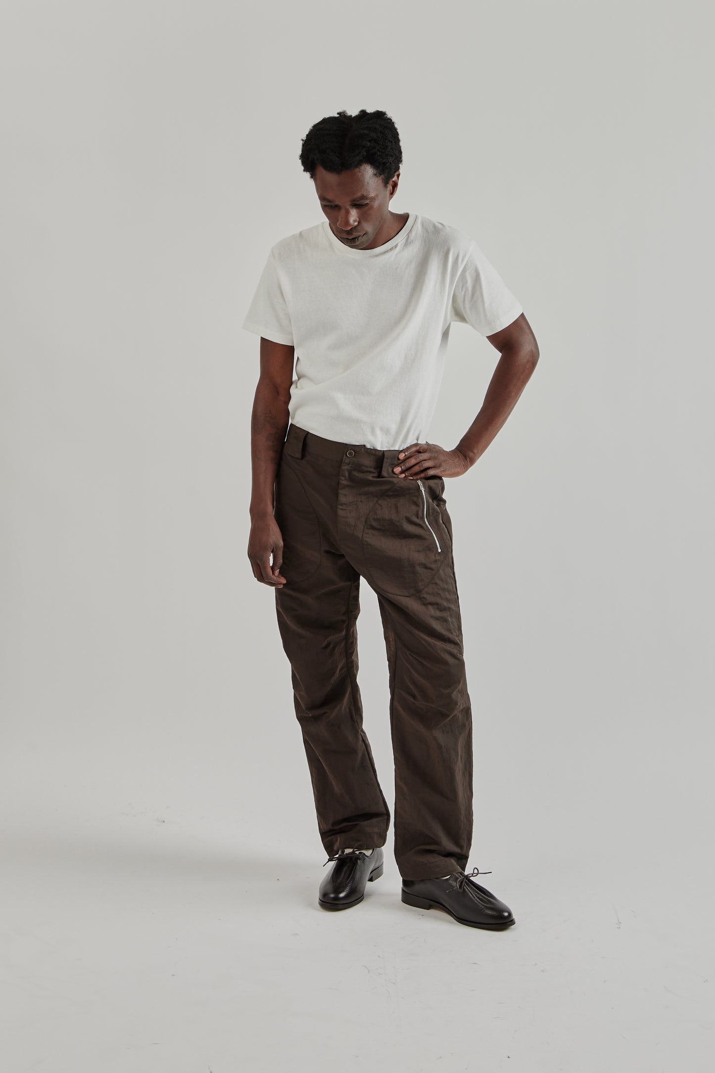 Ranra FW25 Wilder Nylon Cargo Pants Black Coffee16
