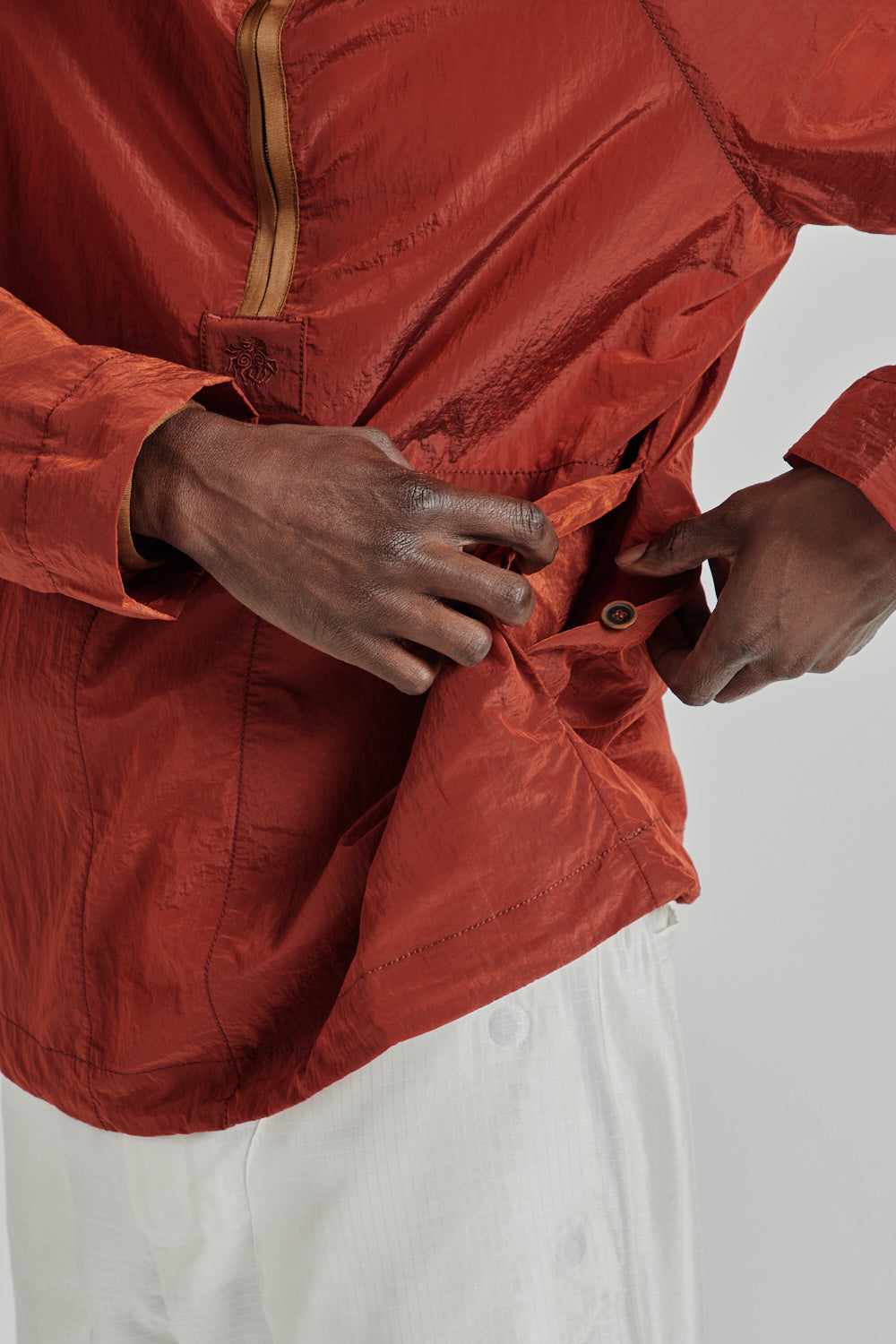 Ranra Ganga Shiny Nylon Track Top - Roasted Russet | Wallace