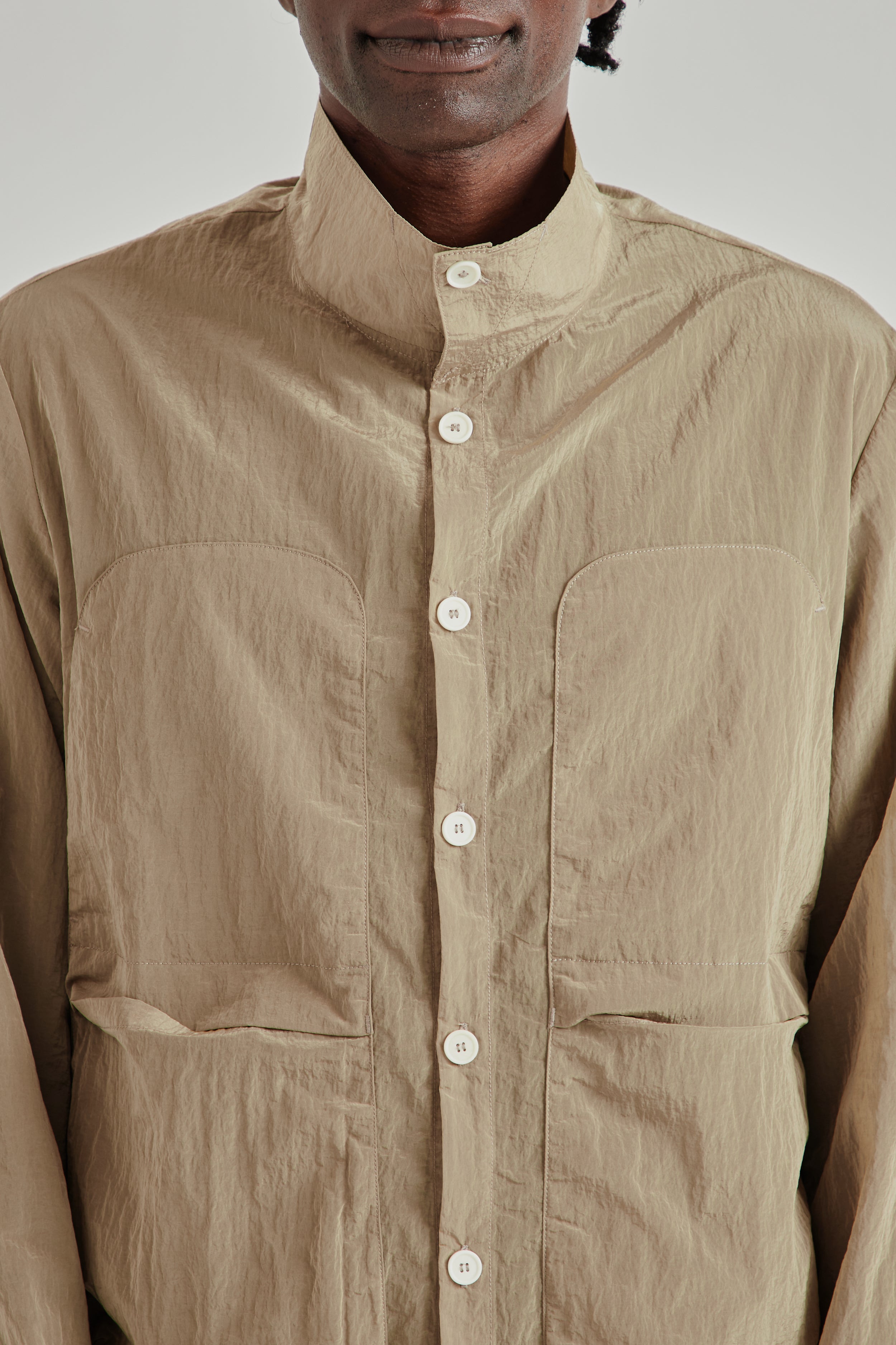 Ranra Epitome Shiny Nylon Long Sleeve Overshirt - Starfish