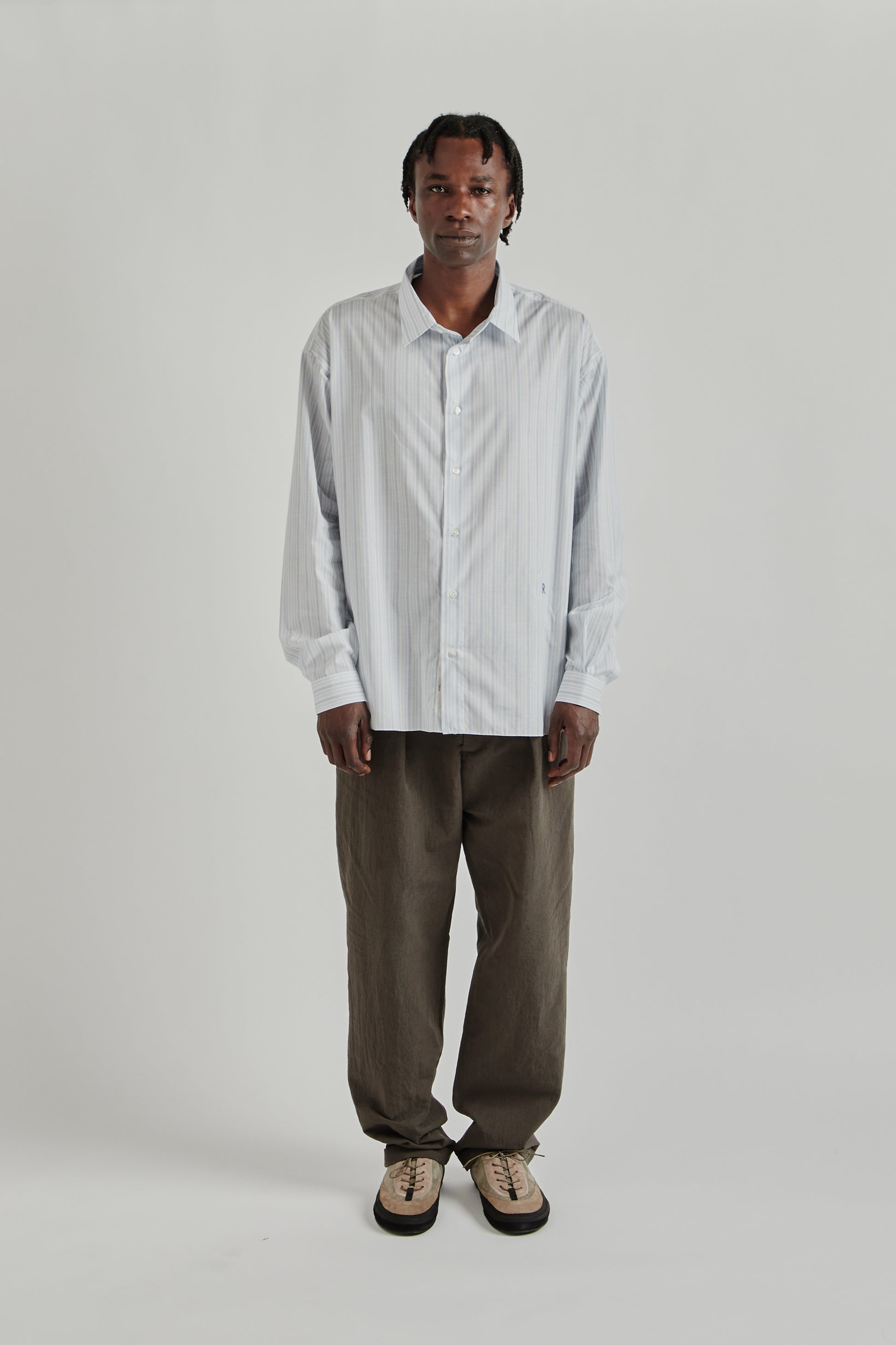 Ranra SS26 Field Cotton Silk LS Shirt Pristine Folkstone Grey 01