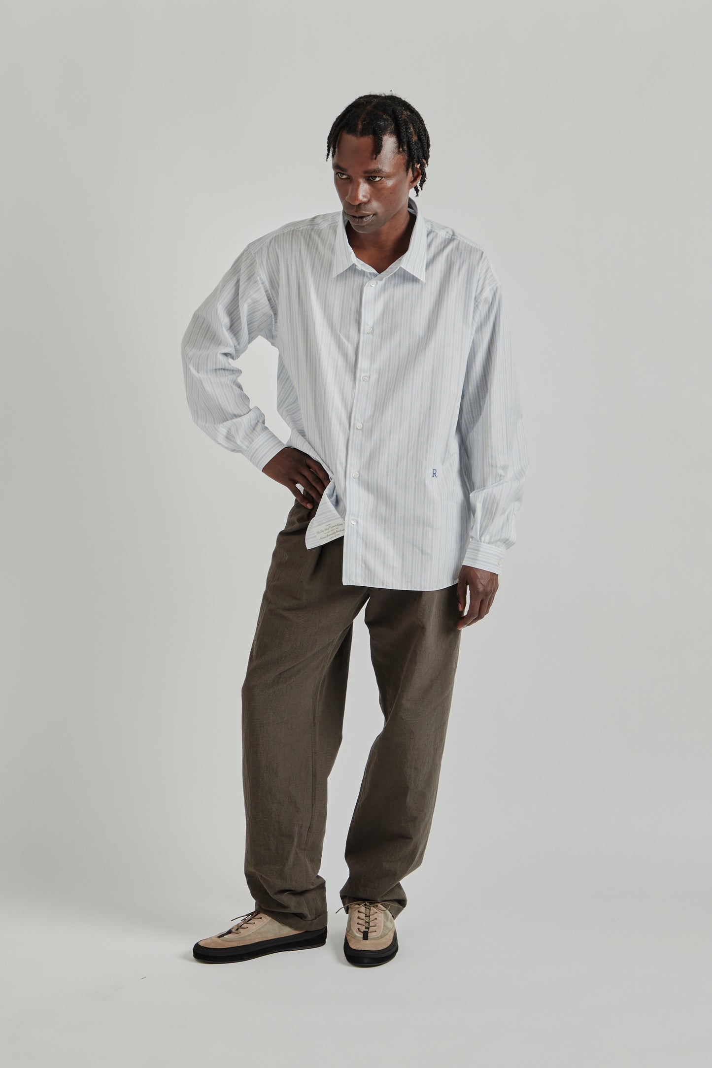 Ranra SS26 Field Cotton Silk LS Shirt Pristine Folkstone Grey 0110