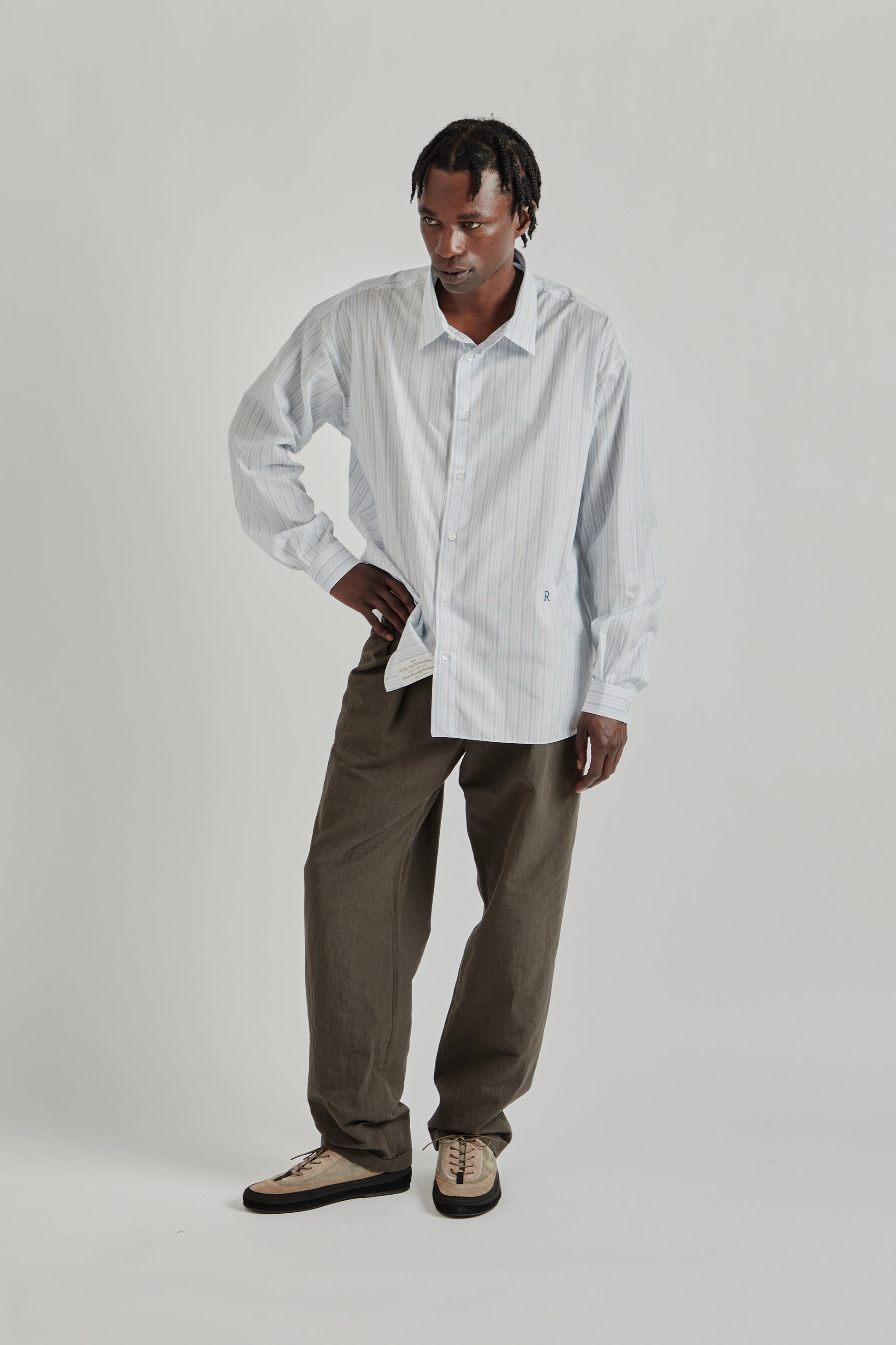 Ranra SS26 Field Cotton Silk LS Shirt Pristine Folkstone Grey 0110