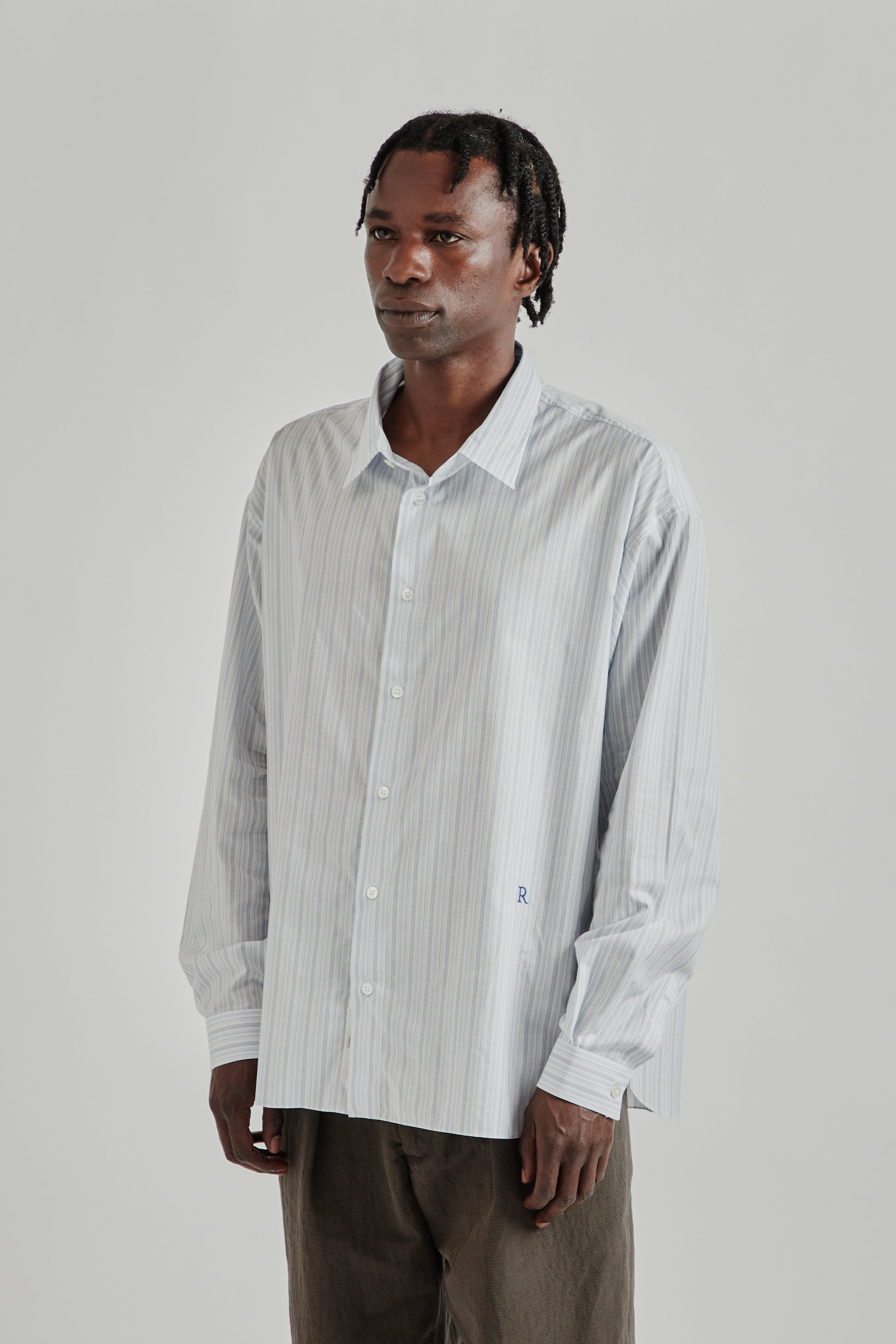 Ranra SS26 Field Cotton Silk LS Shirt Pristine Folkstone Grey 012