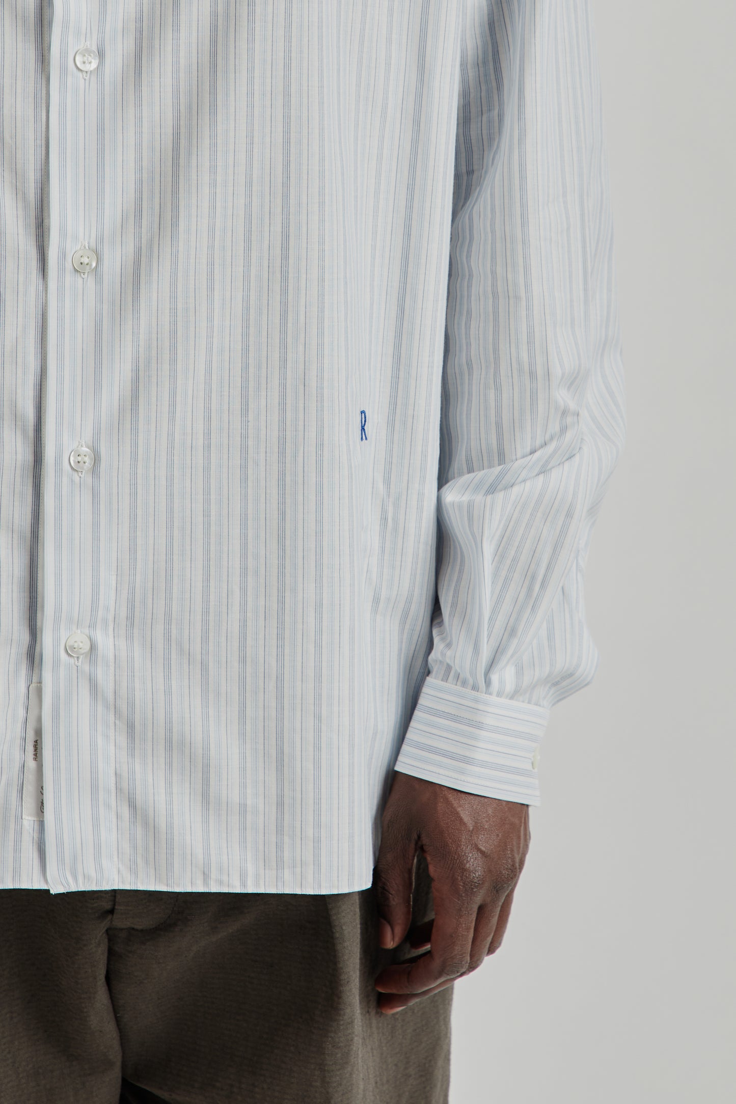 Ranra SS26 Field Cotton Silk LS Shirt Pristine Folkstone Grey 017