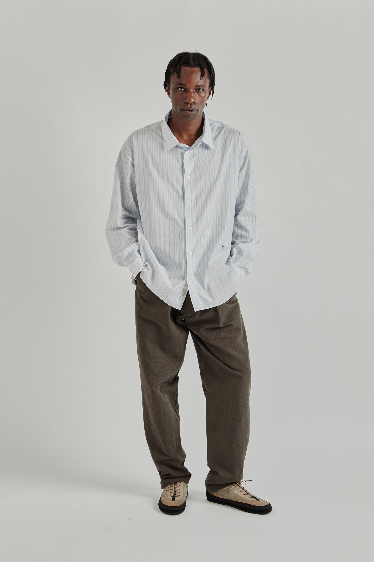 Ranra SS26 Field Cotton Silk LS Shirt Pristine Folkstone Grey 019