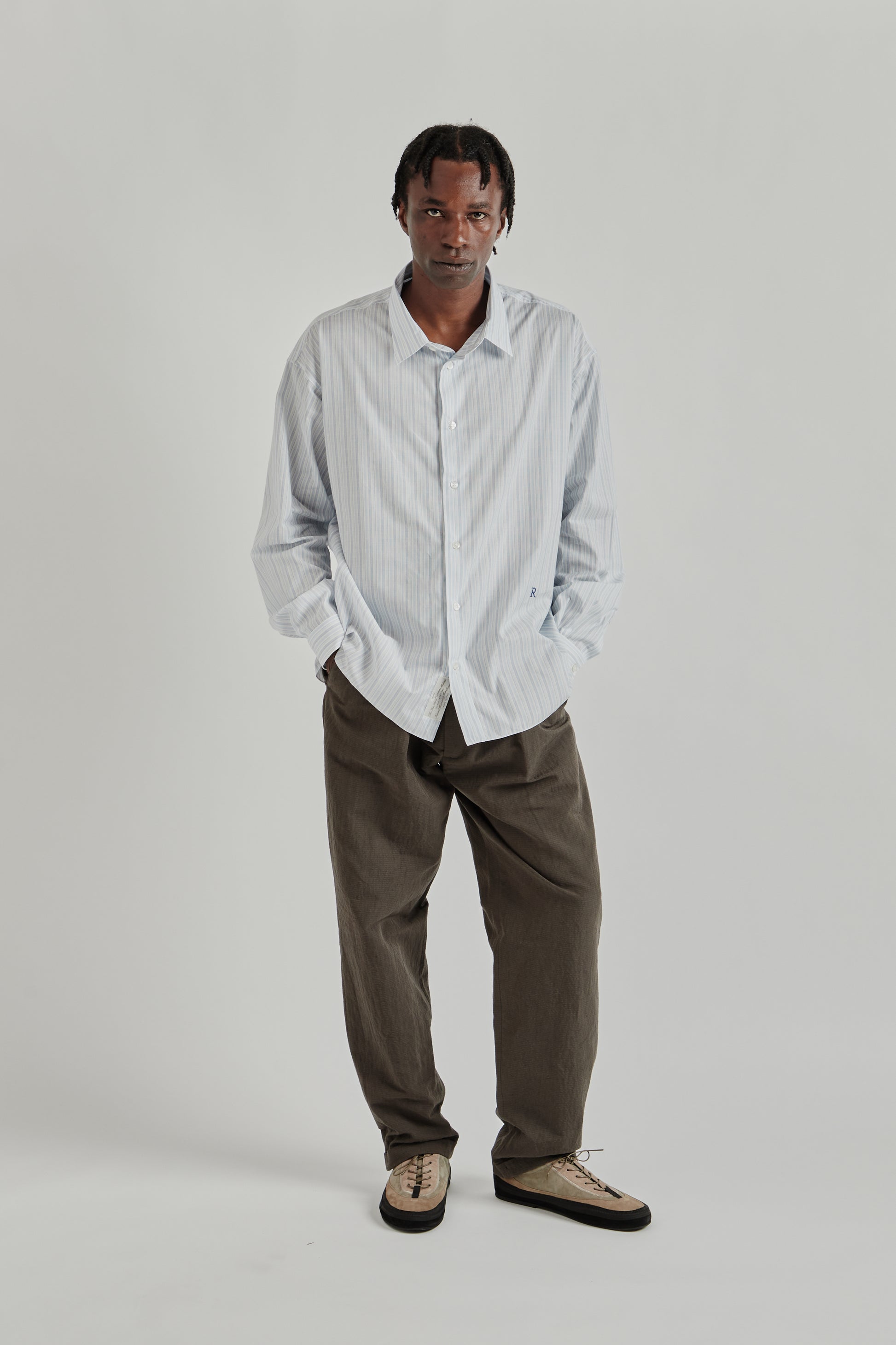 Ranra SS26 Field Cotton Silk LS Shirt Pristine Folkstone Grey 019