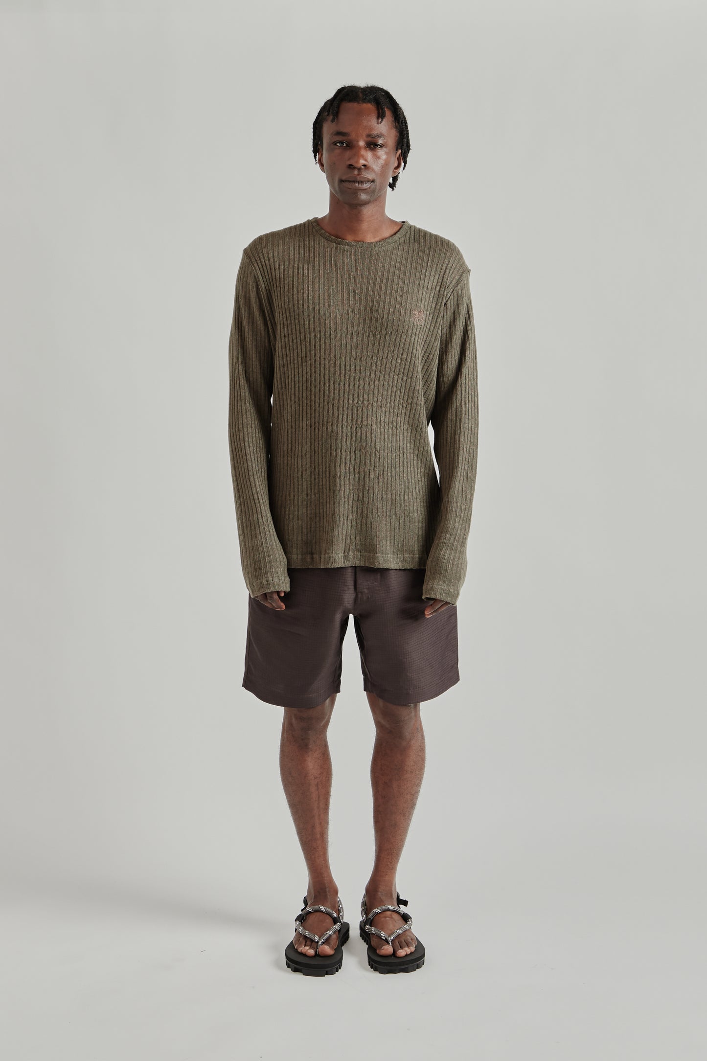 Ranra SS26 Rift Rib Linen LS T-Shirt Major Brown0692