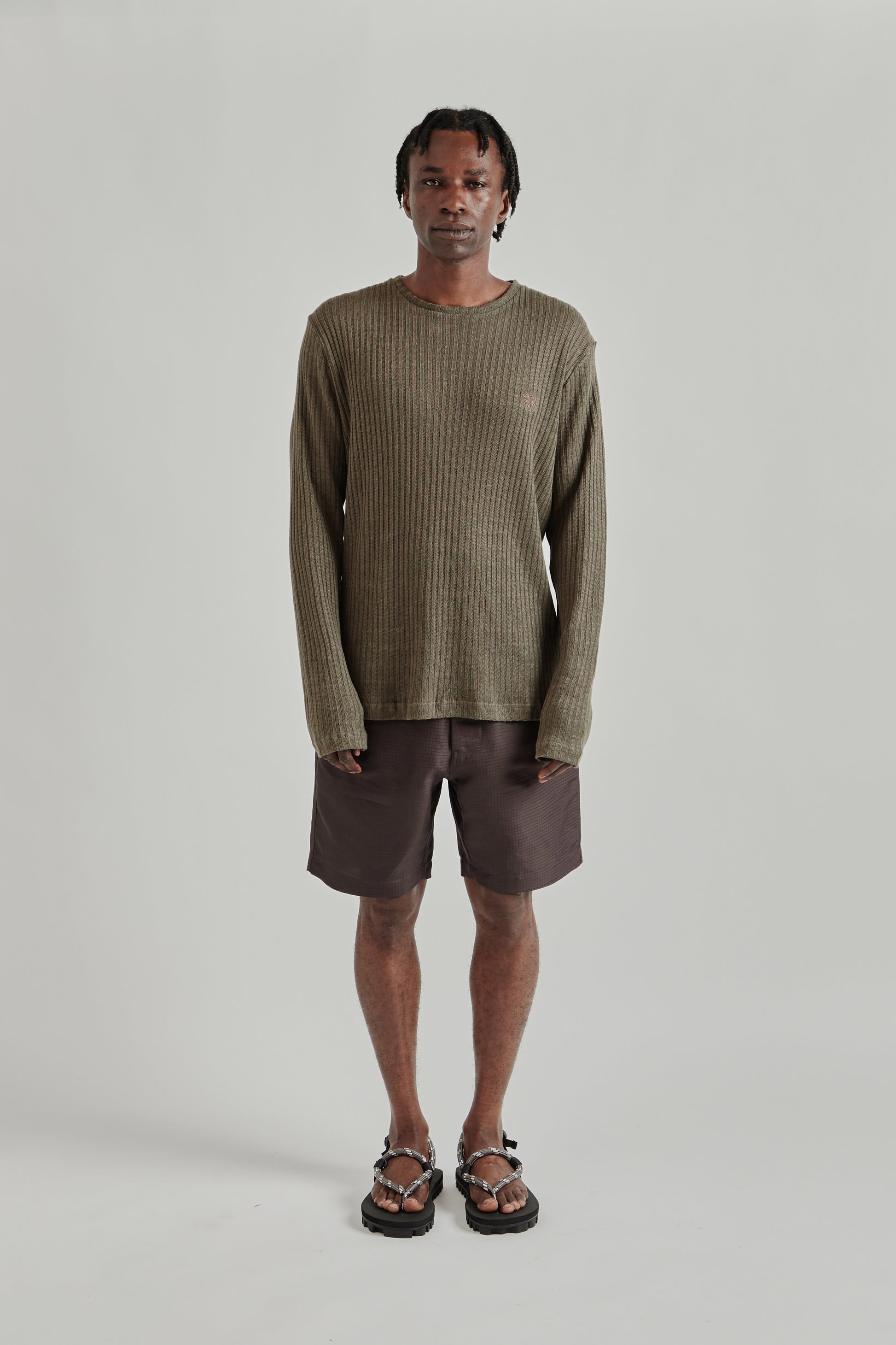 Ranra SS26 Rift Rib Linen LS T-Shirt Major Brown0692