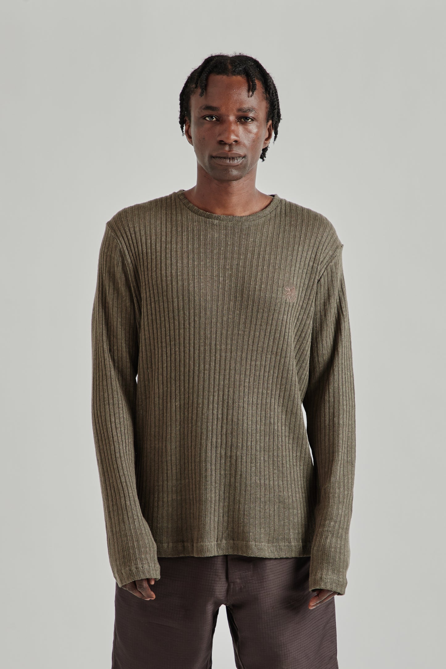 Ranra SS26 Rift Rib Linen LS T-Shirt Major Brown0694