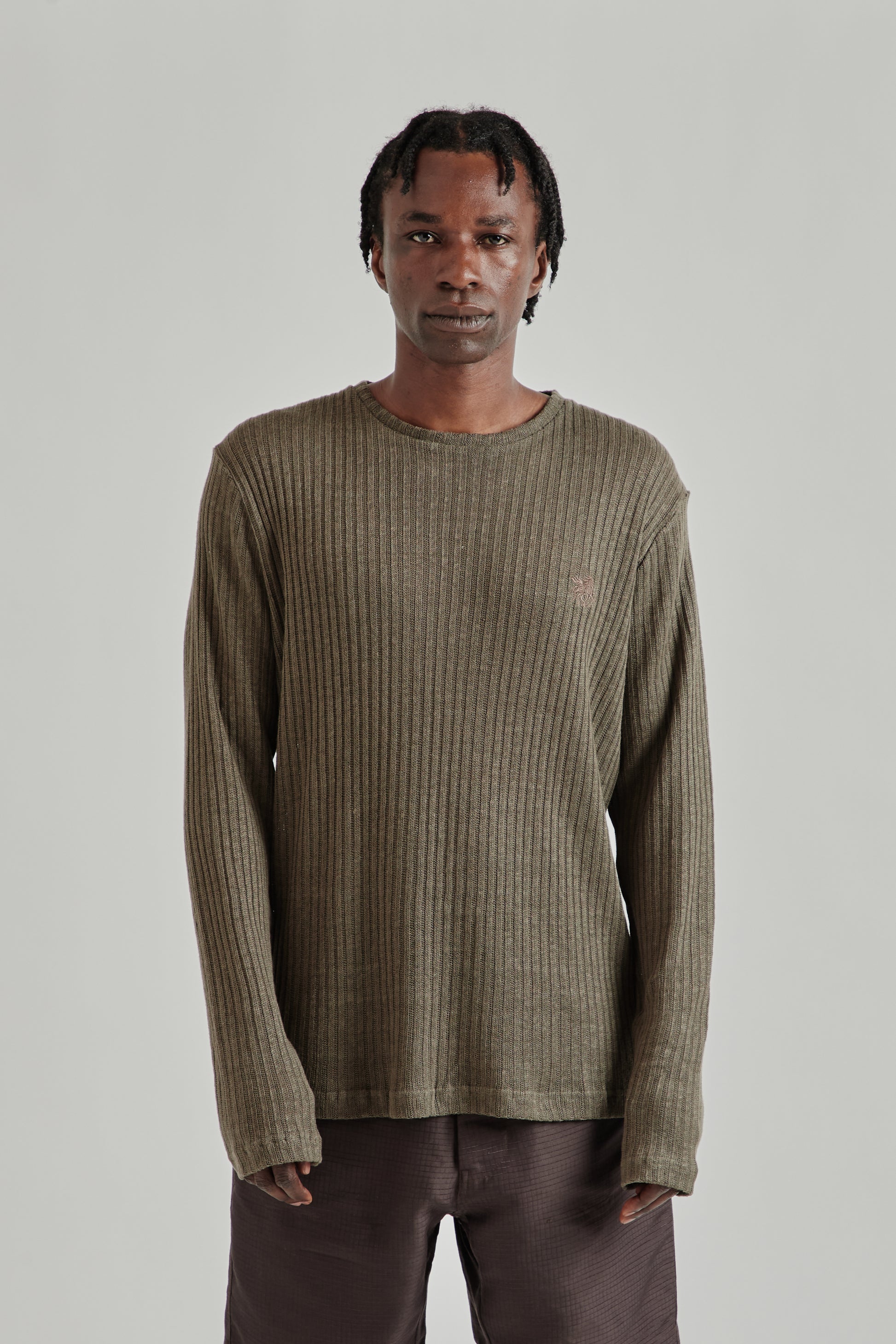 Ranra SS26 Rift Rib Linen LS T-Shirt Major Brown0694