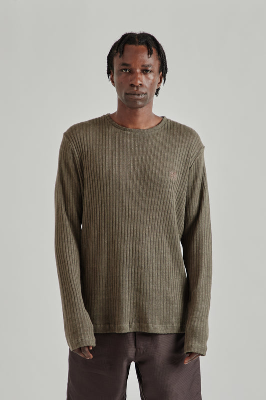 Ranra SS26 Rift Rib Linen LS T-Shirt Major Brown0694