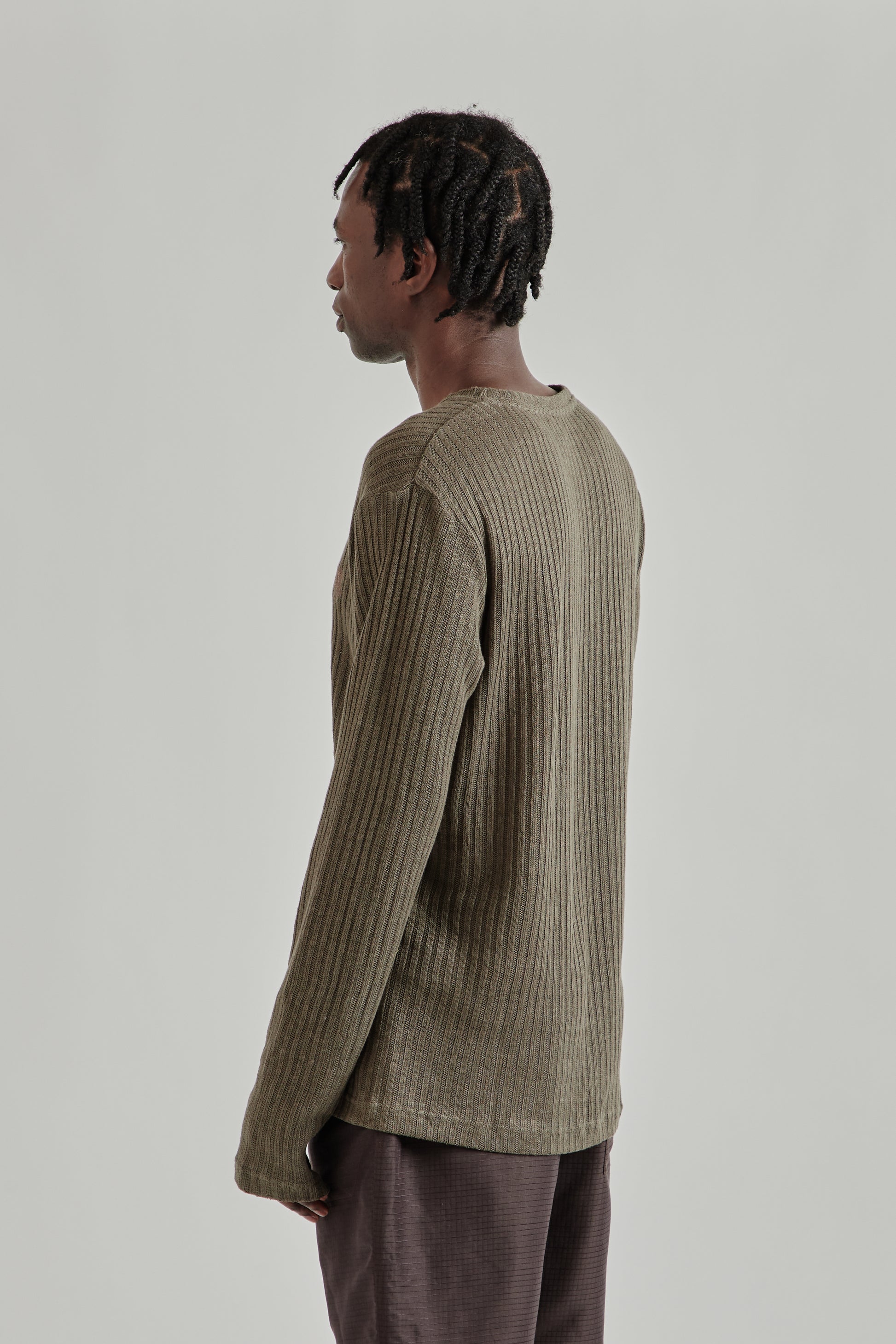 Ranra SS26 Rift Rib Linen LS T-Shirt Major Brown0700