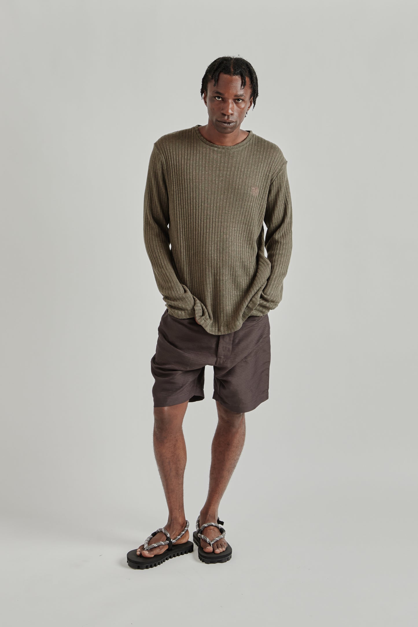 Ranra SS26 Rift Rib Linen LS T-Shirt Major Brown0709