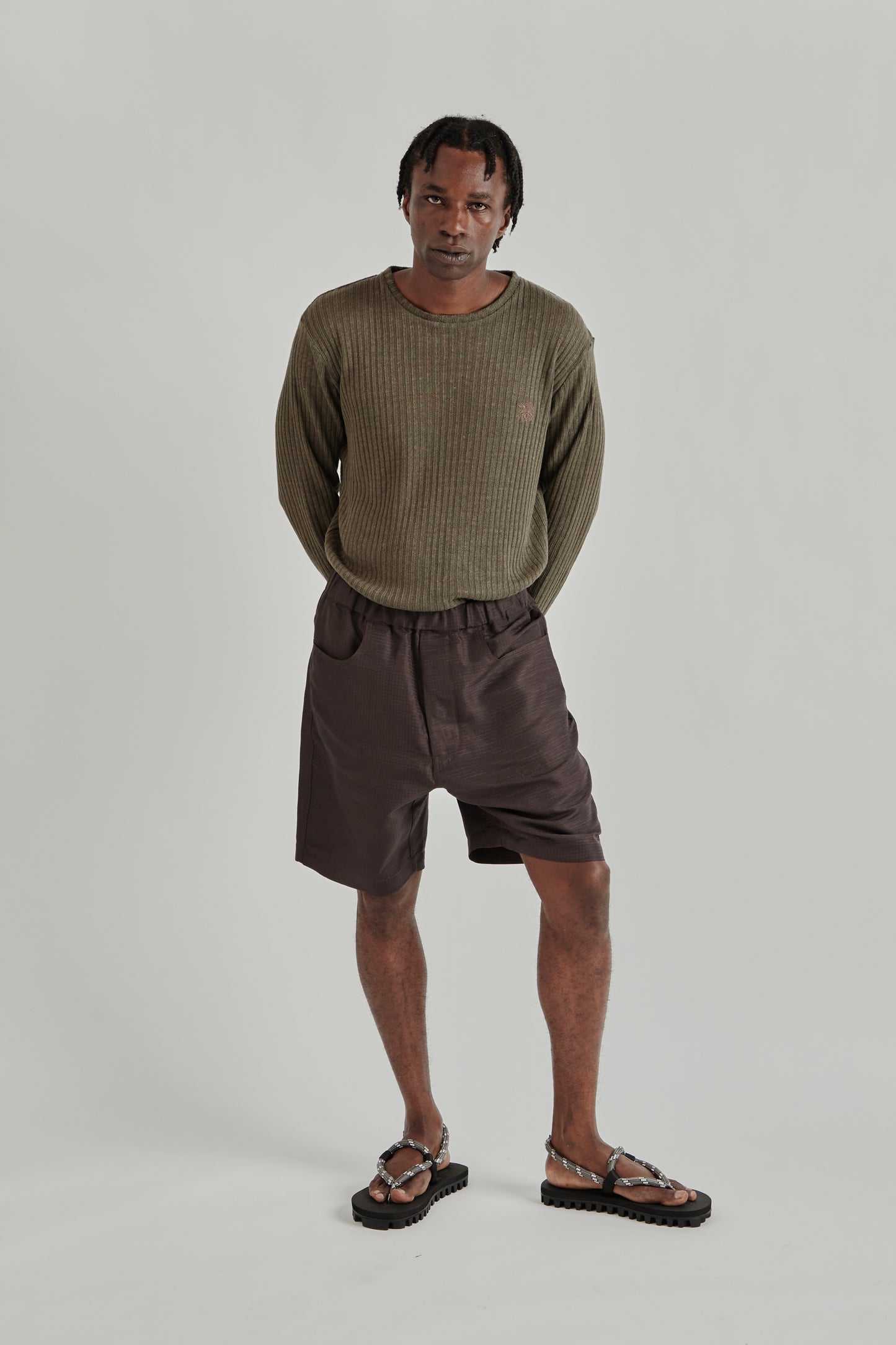 Ranra SS26 Stroller Silk Ripstop Shorts After Dark0743