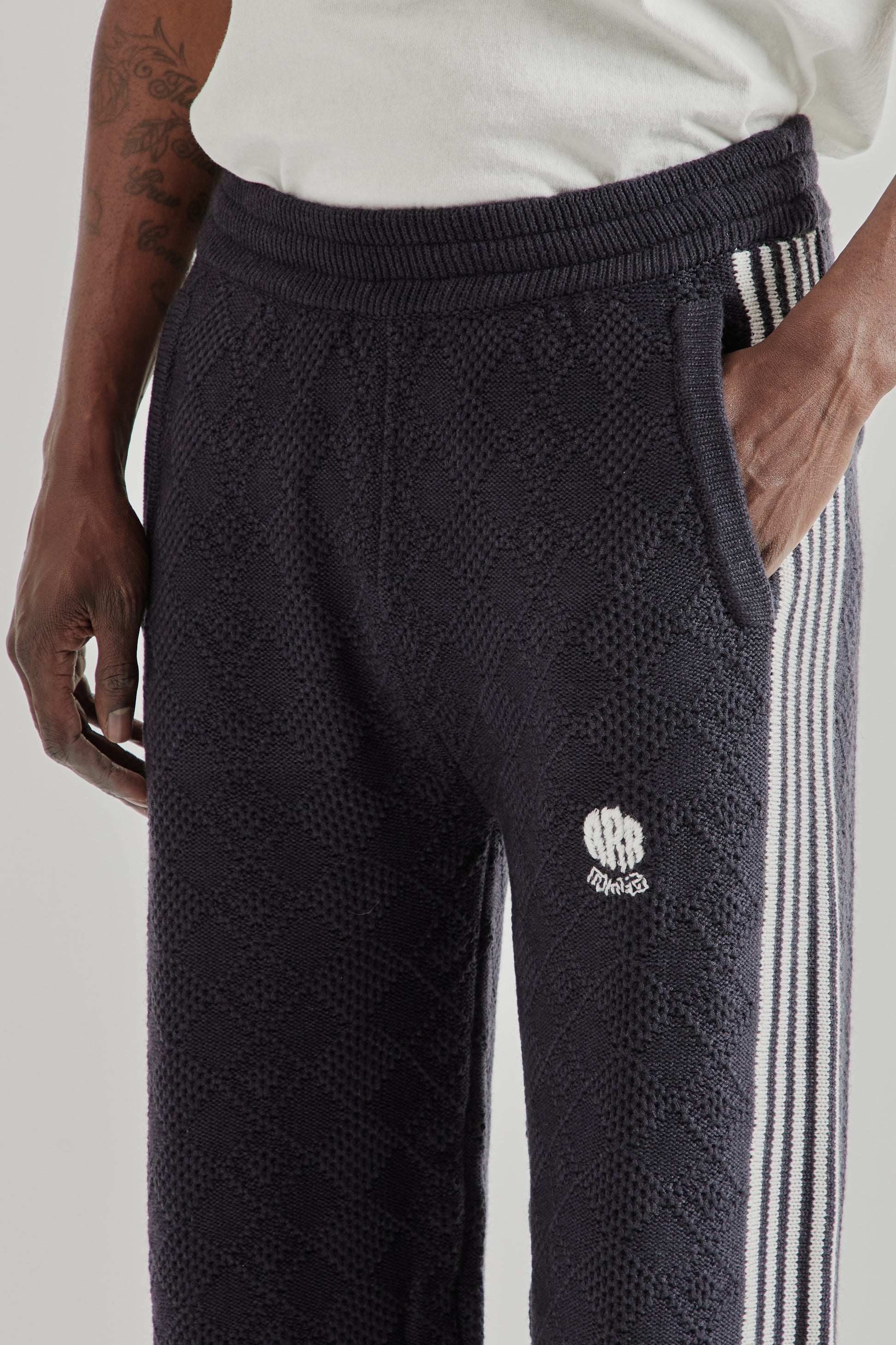 Rice Nine Ten SS26 Knitted Training Pants Fade Black- Brown3522
