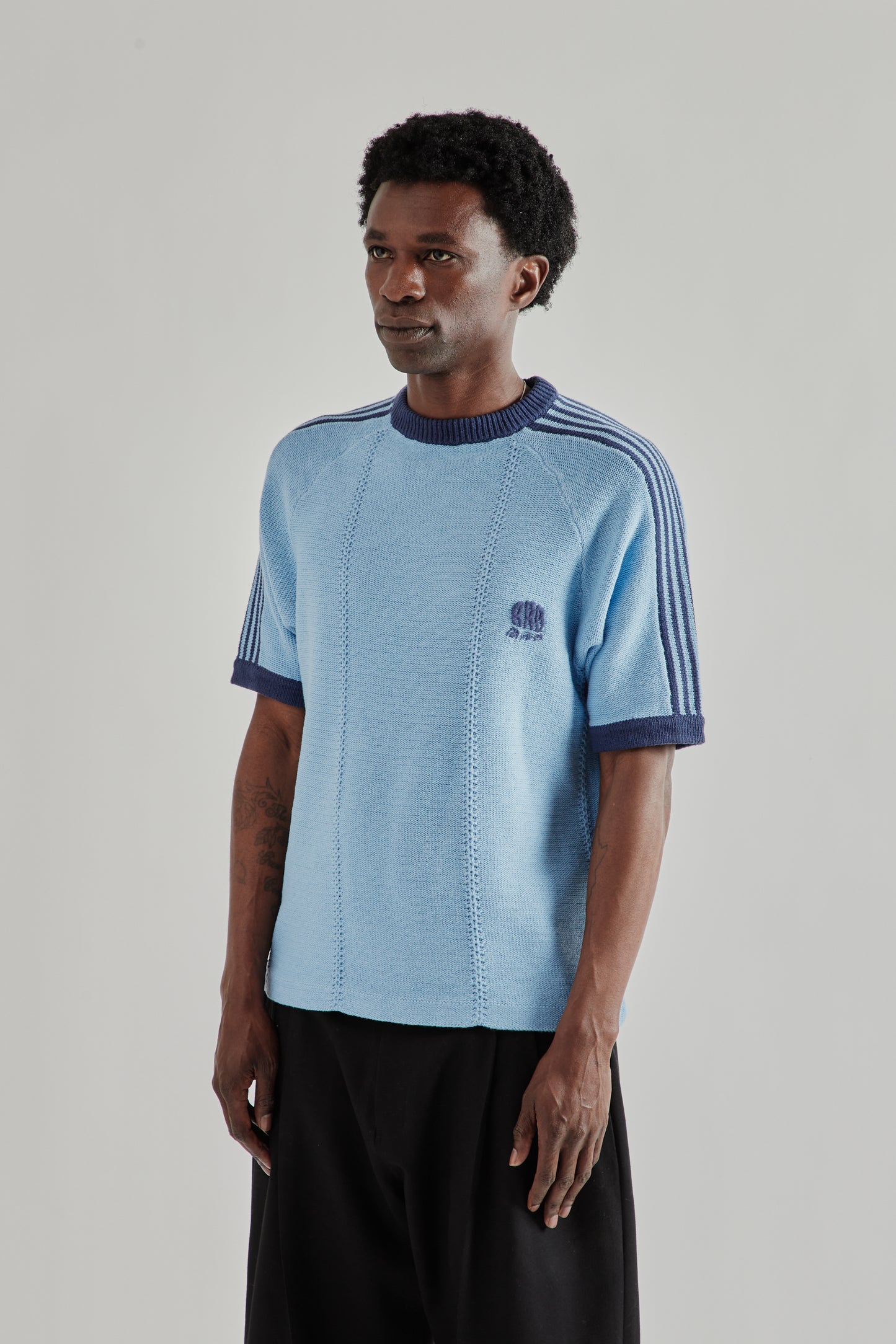 Knitted Training T - Shirt - Light Blue