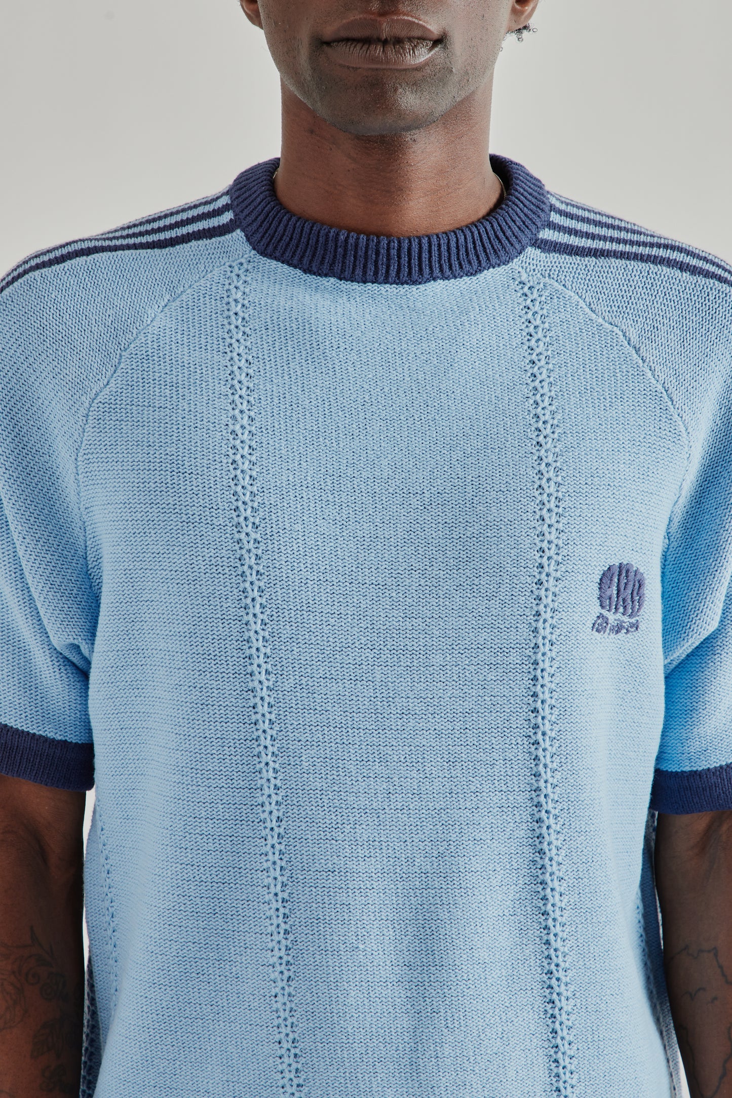 Knitted Training T - Shirt - Light Blue