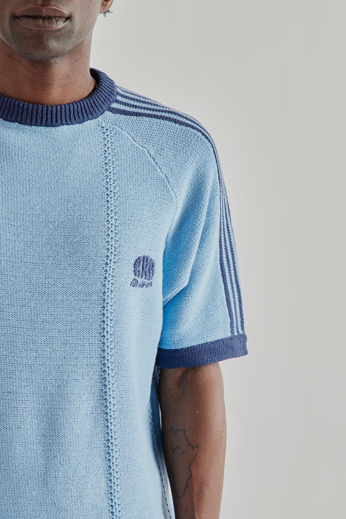 Knitted Training T - Shirt - Light Blue