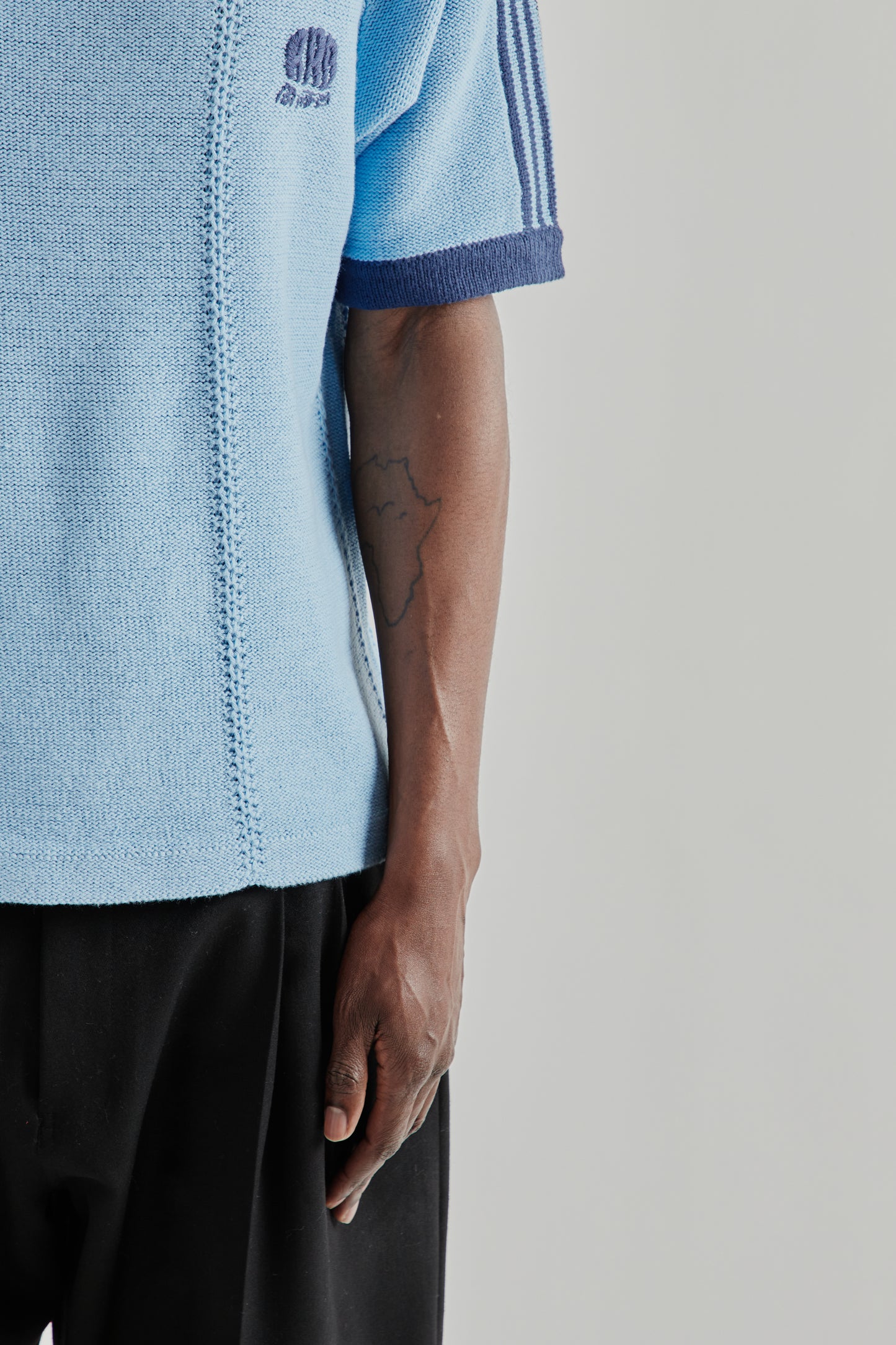 Knitted Training T - Shirt - Light Blue