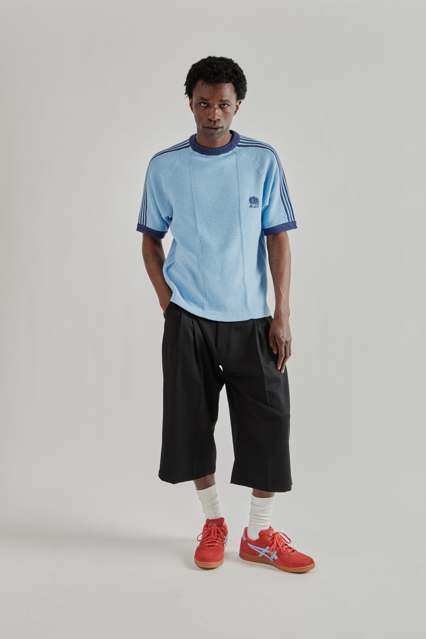 Knitted Training T - Shirt - Light Blue