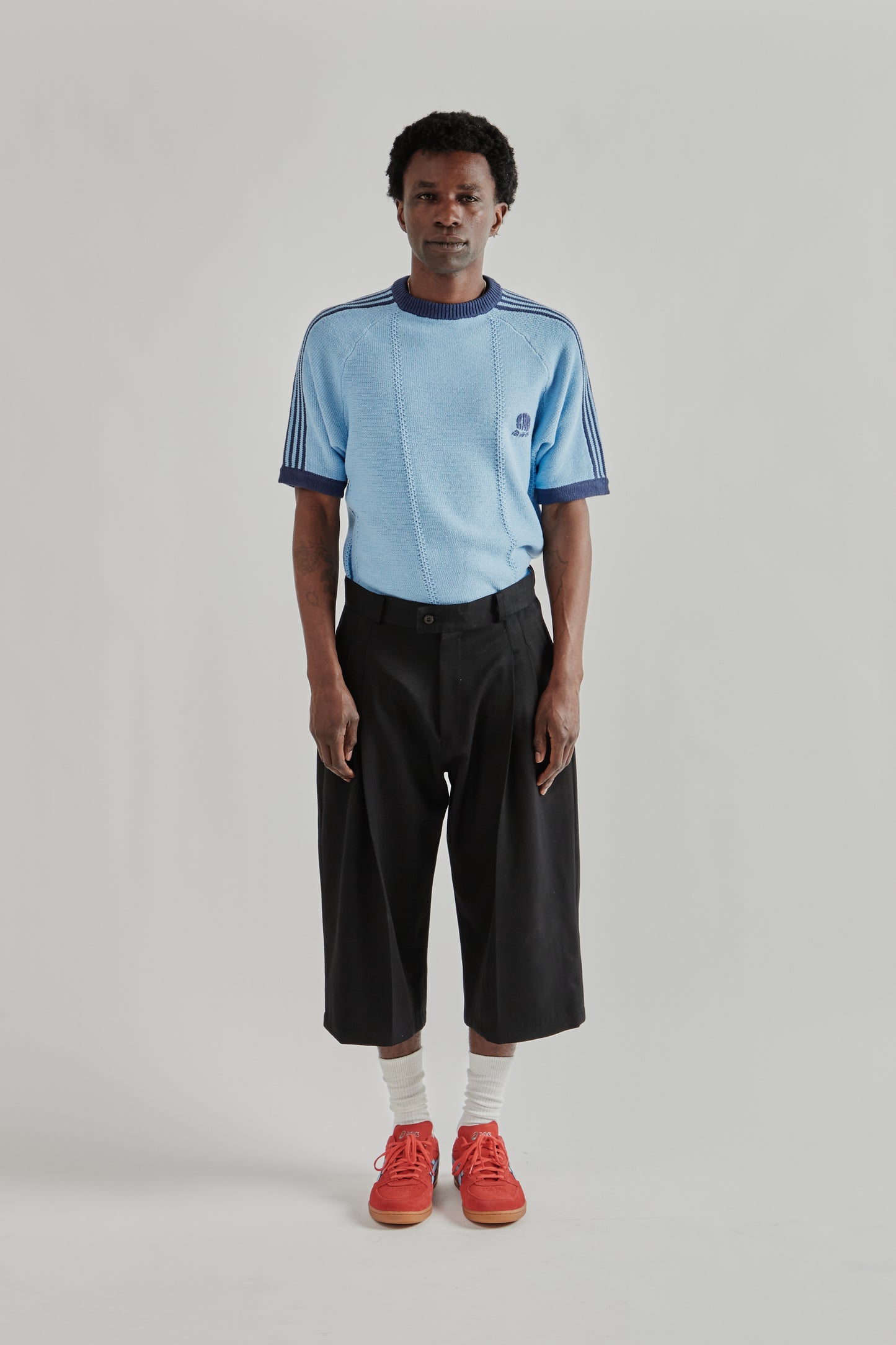 Three Quarter Wool 2Tuck Trousers - Black