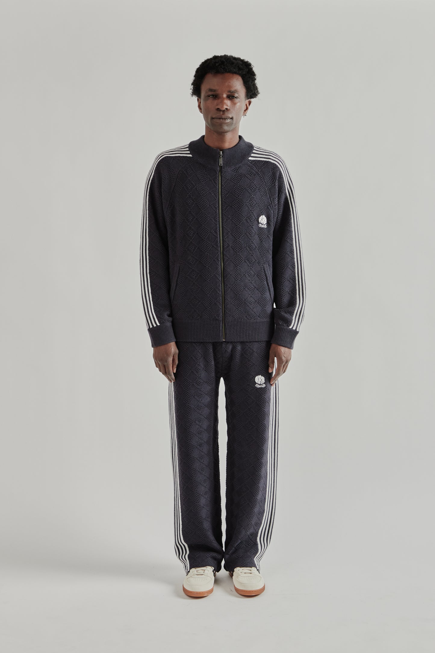 Rice Nine Ten SS26 Knitted Traning Jacket Fade Black- Brown3535
