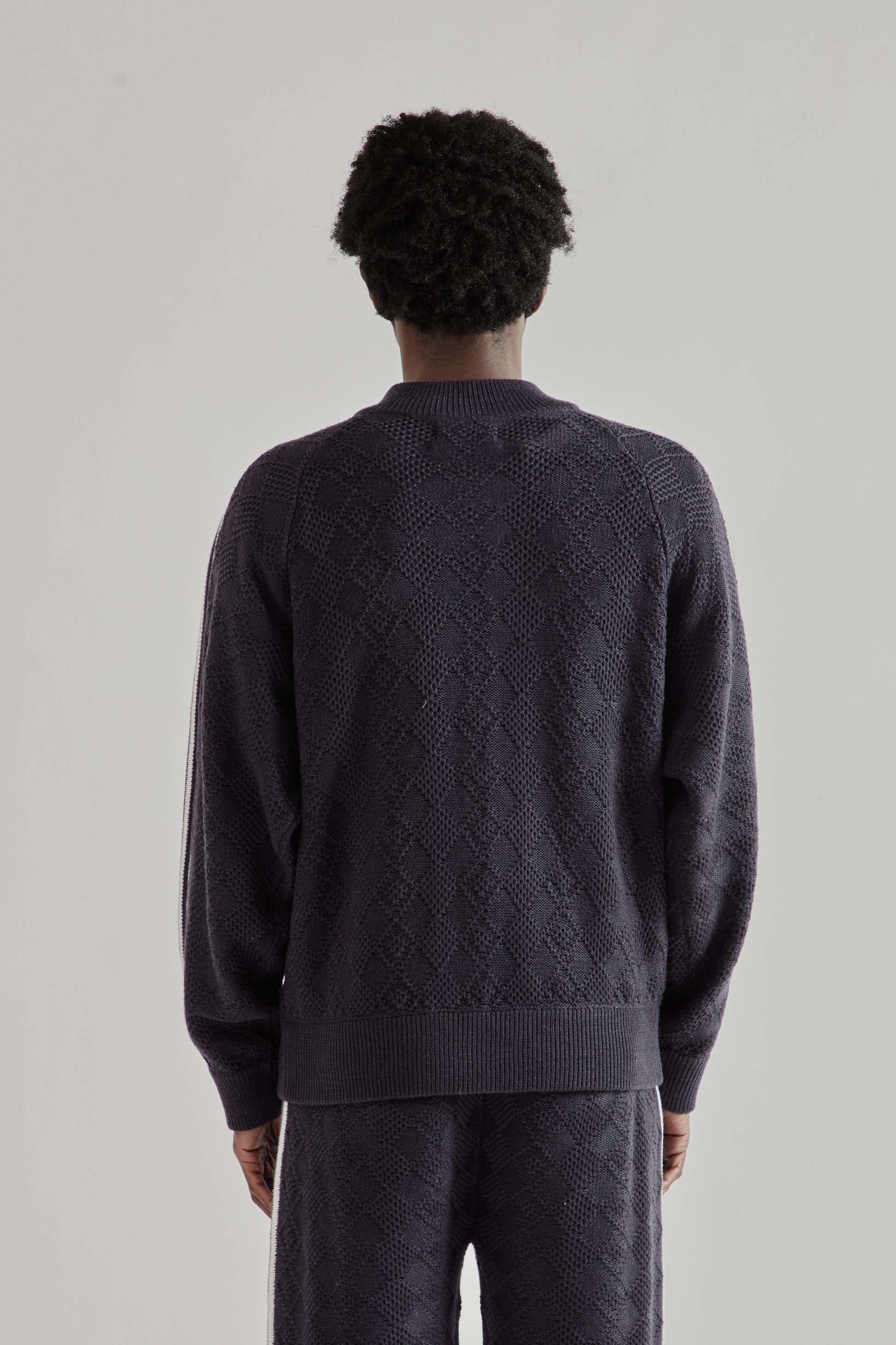 Rice Nine Ten SS26 Knitted Traning Jacket Fade Black- Brown3547
