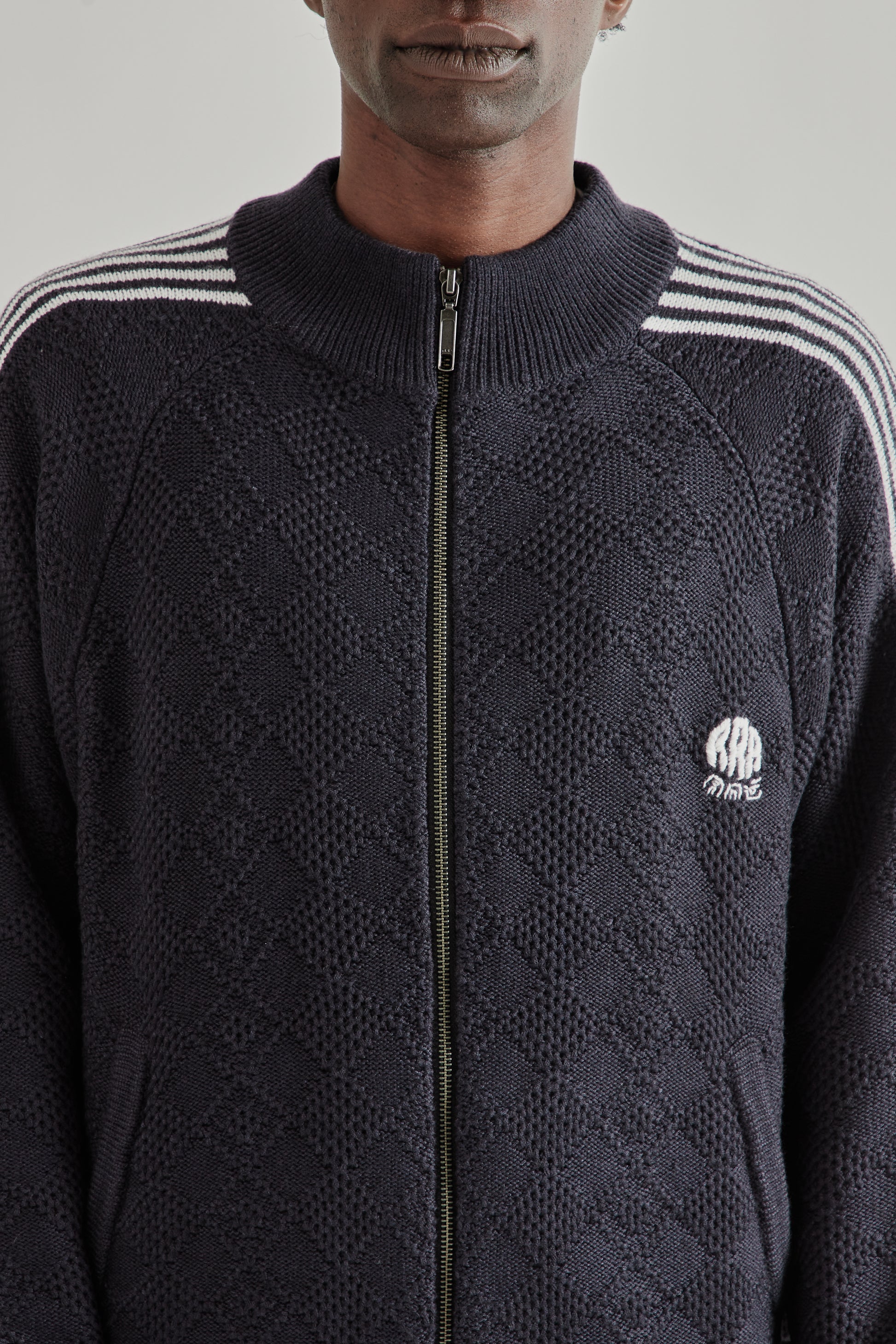 Rice Nine Ten SS26 Knitted Traning Jacket Fade Black- Brown3548