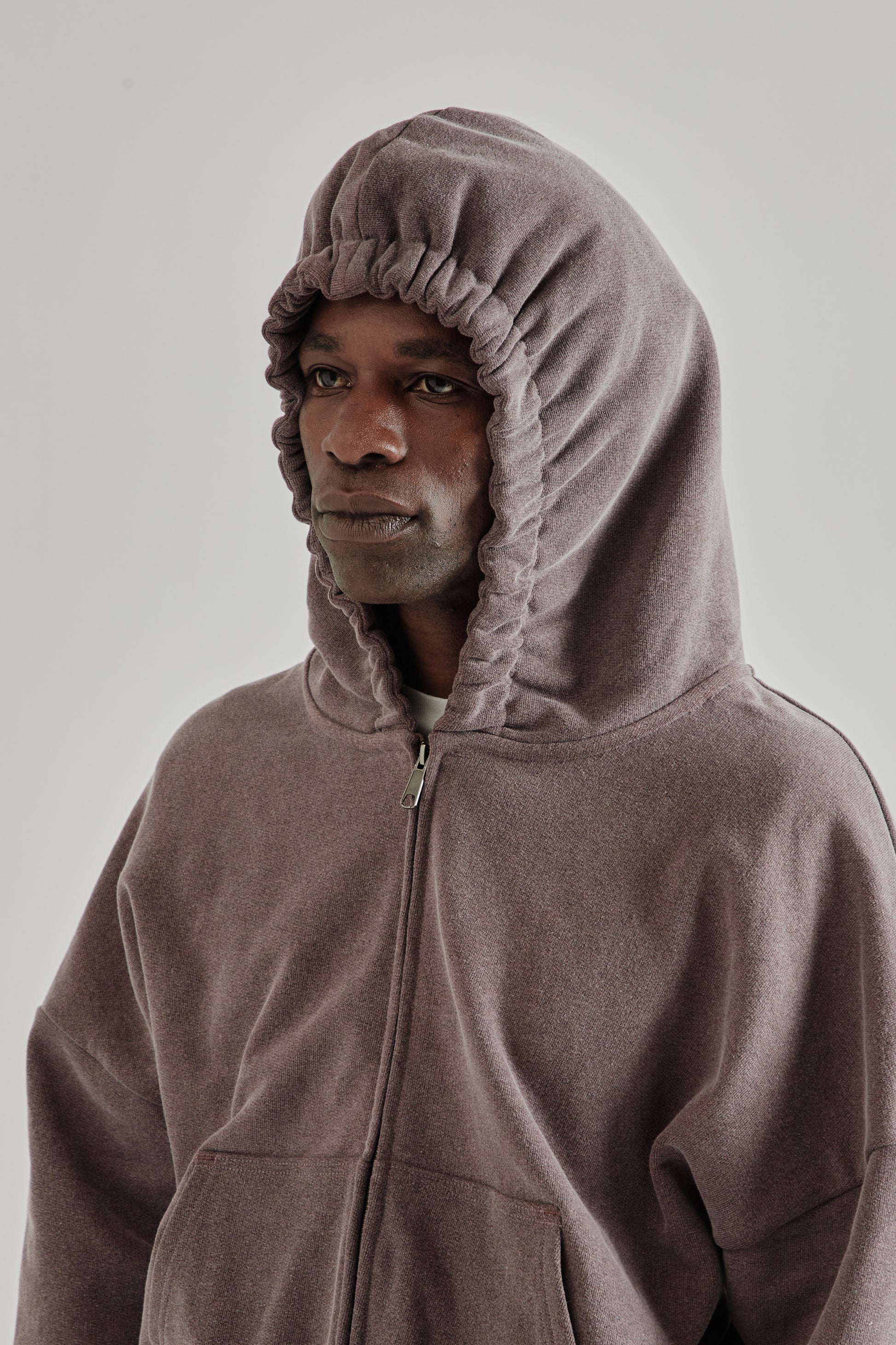 Rice Nine Ten SS26 Zip Hoodie Sweatshirt- Brown3316