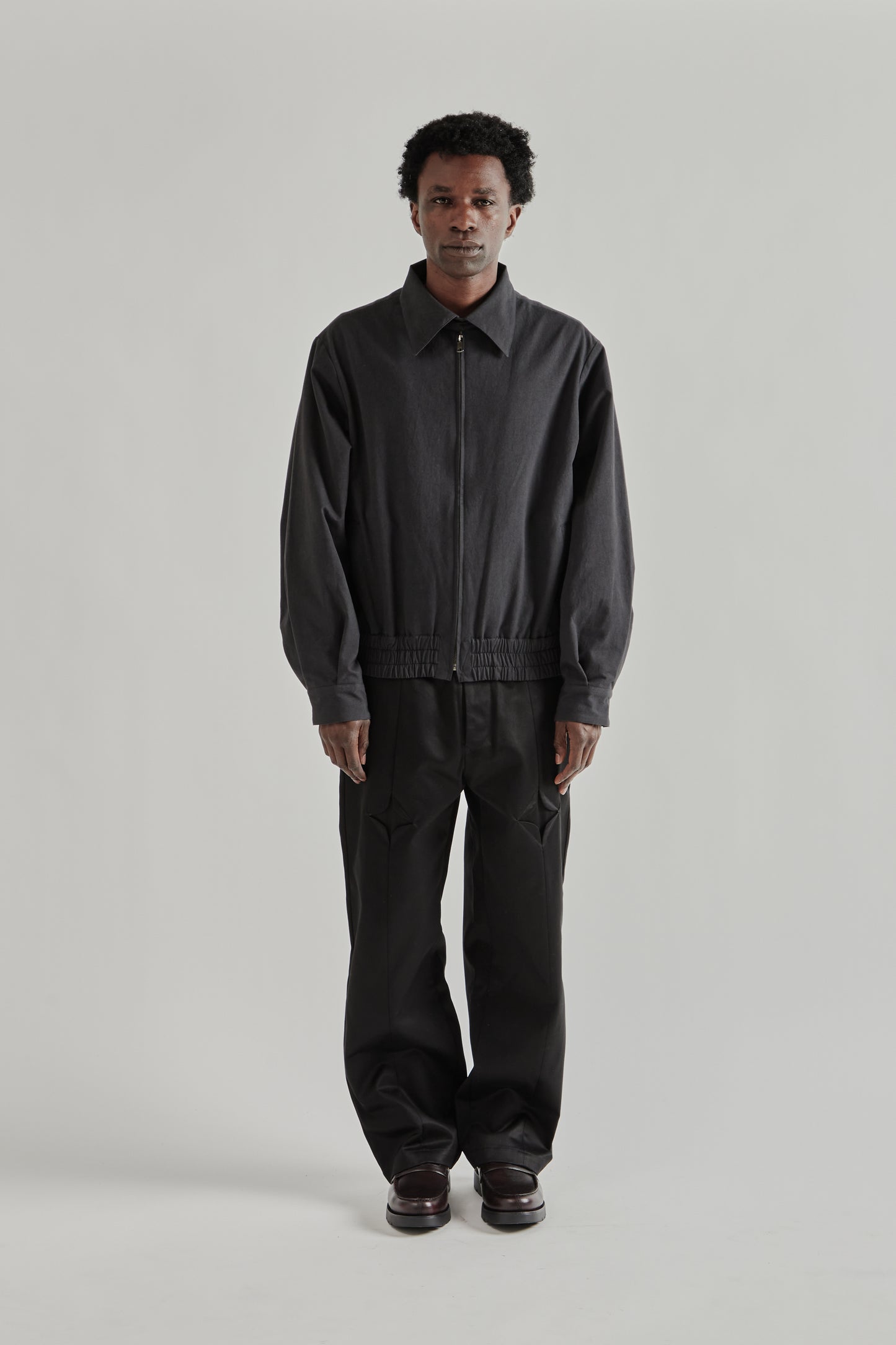 Zip Up Short Blouson - Black