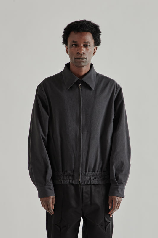 Zip Up Short Blouson - Black