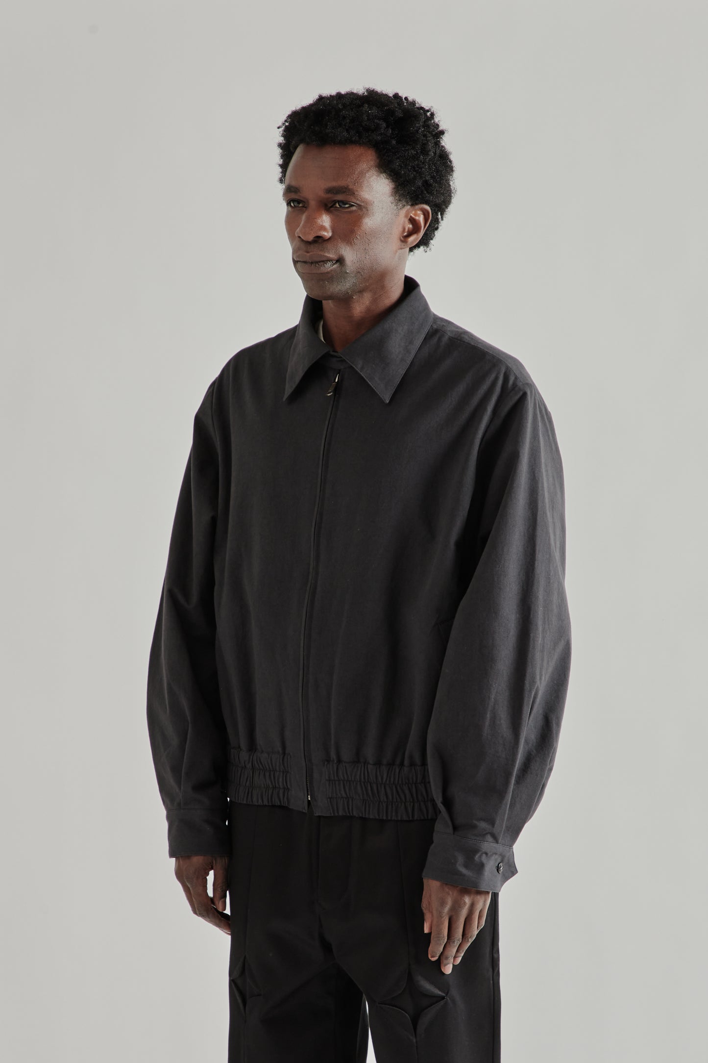 Zip Up Short Blouson - Black