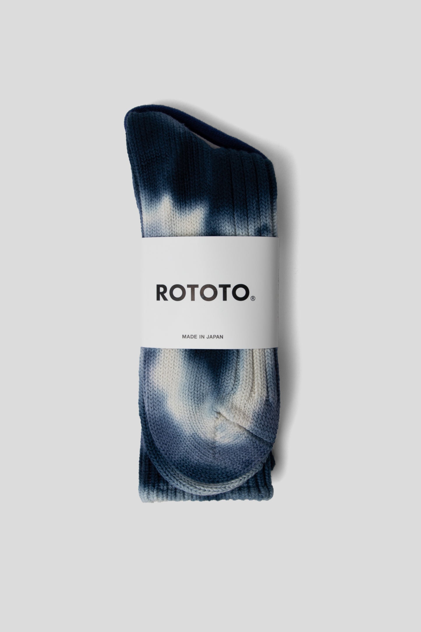 Rototo FW25 Chunky Ribbed Crew Socks Tie Dye Navy blue 1