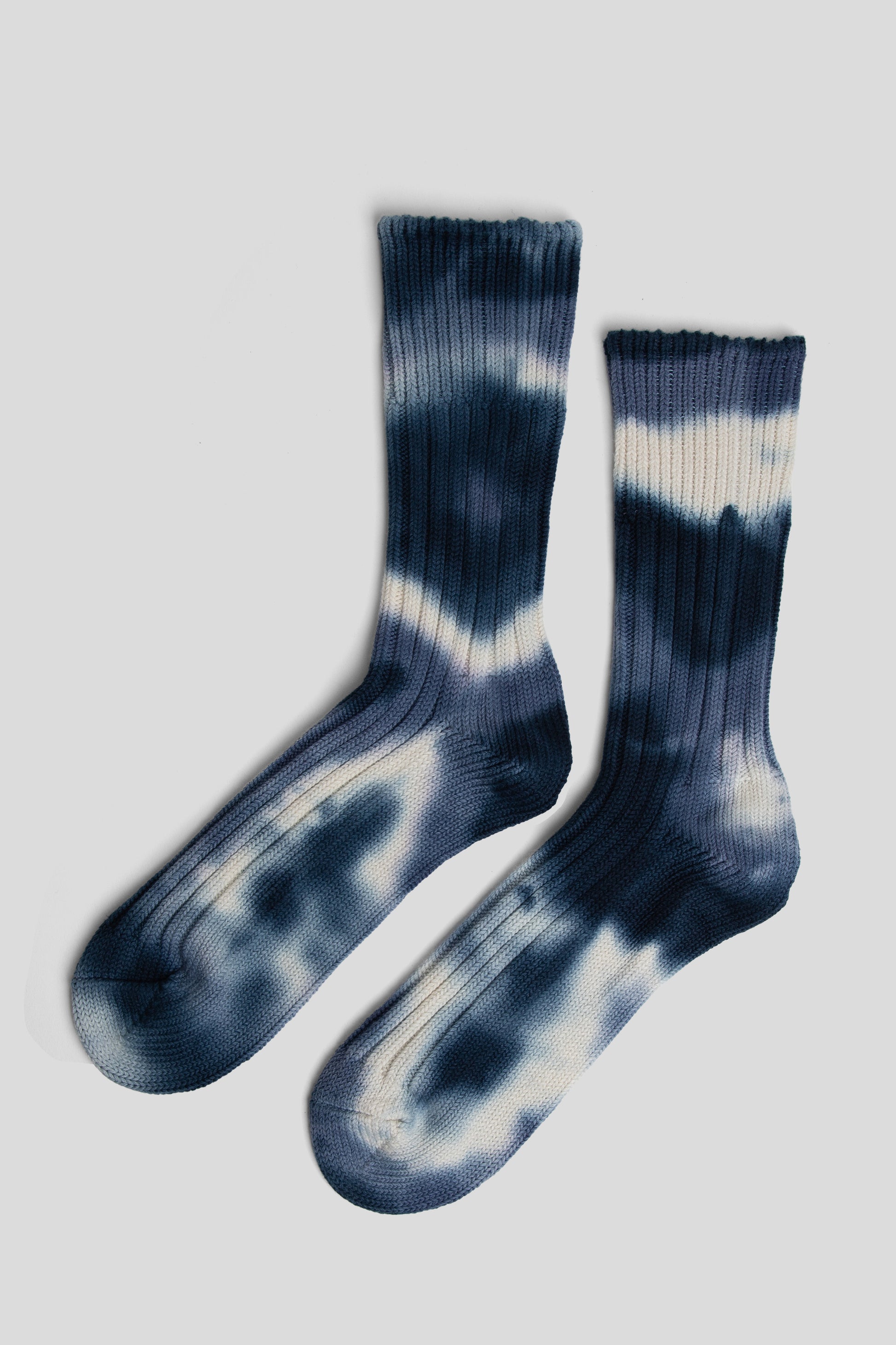 Rototo FW25 Chunky Ribbed Crew Socks Tie Dye Navy blue 2