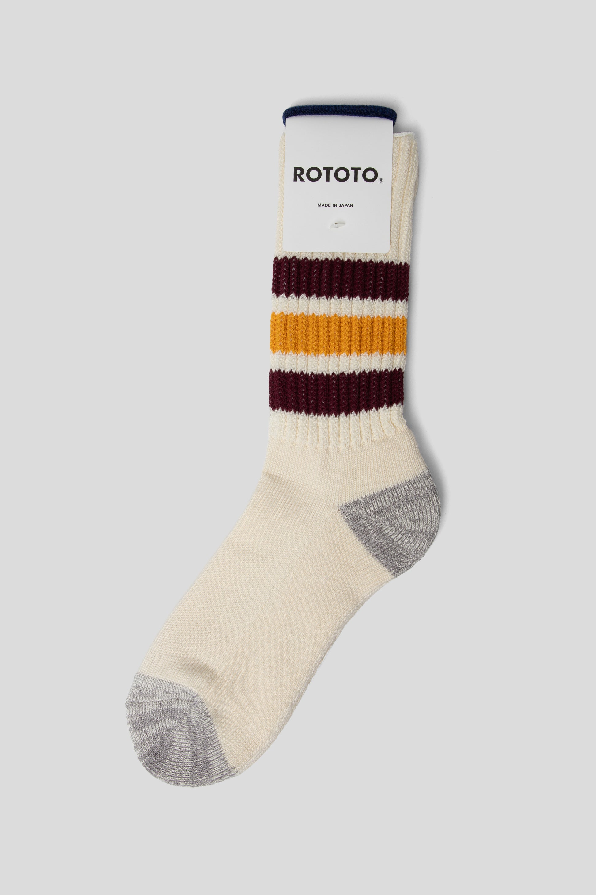 Rototo FW25 Coarse Ribbed Oldschool Crew Socks white 1
