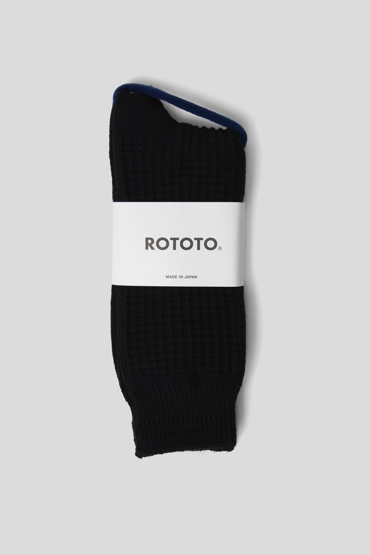 Rototo FW25 Cotton Waffle Crew Socks Black 1