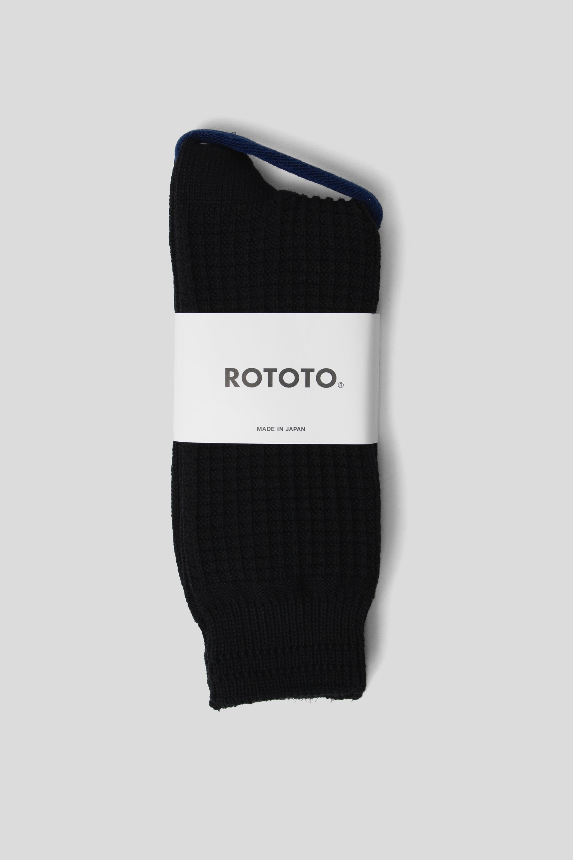 Rototo FW25 Cotton Waffle Crew Socks Black 1