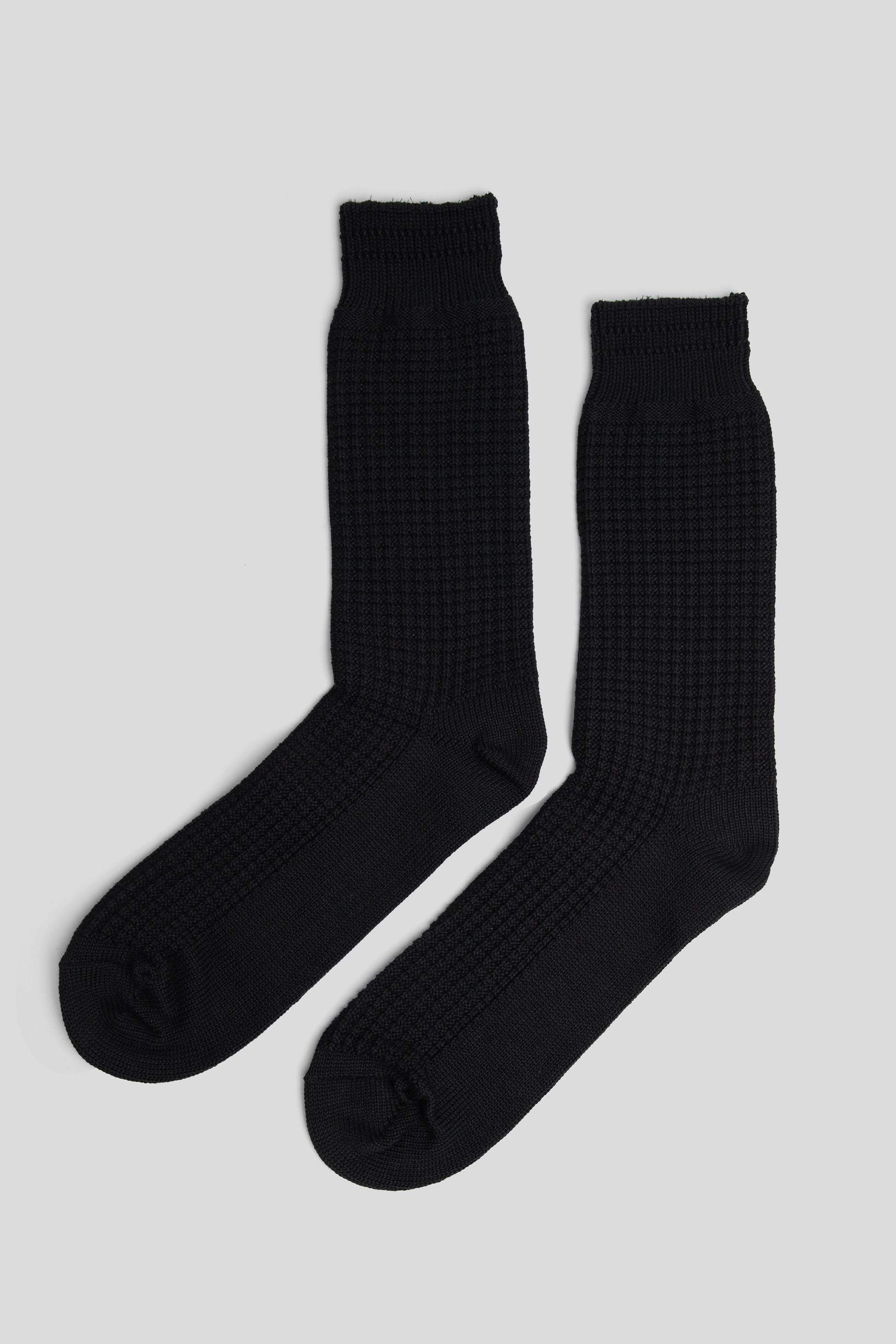 Rototo FW25 Cotton Waffle Crew Socks Black 2