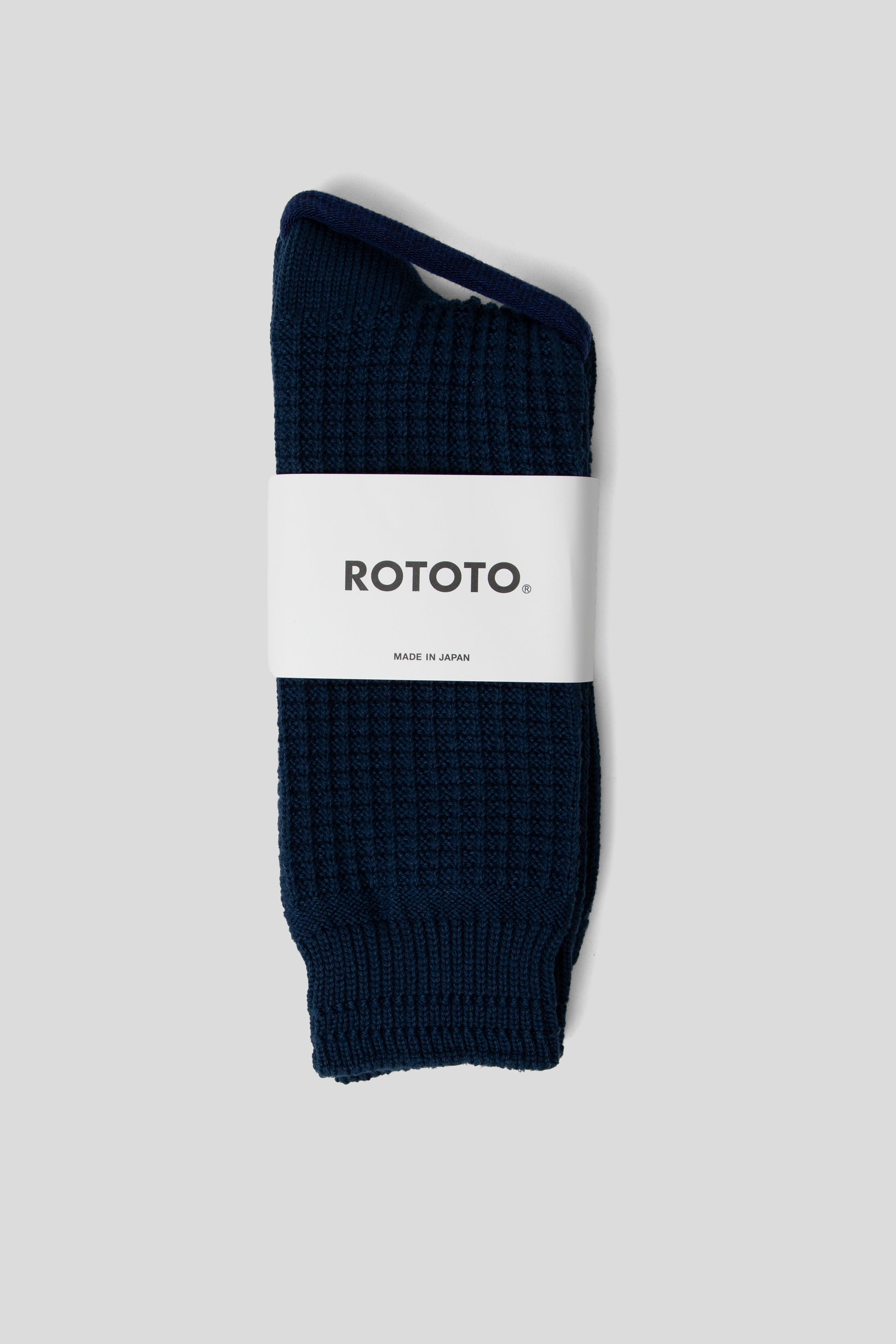 Rototo FW25 Cotton Waffle Crew Socks Dull Blue 1