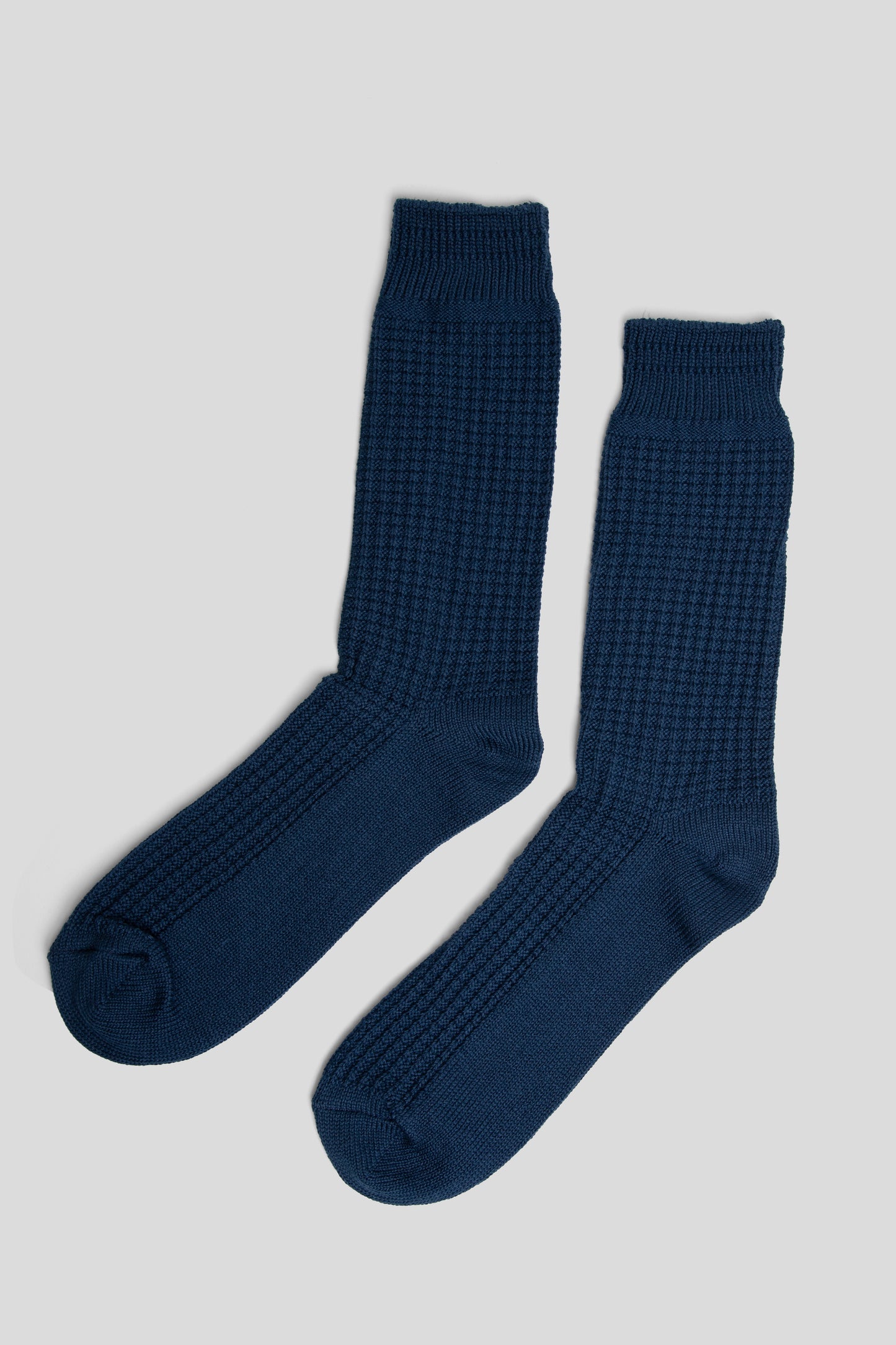 Rototo FW25 Cotton Waffle Crew Socks Dull Blue 2