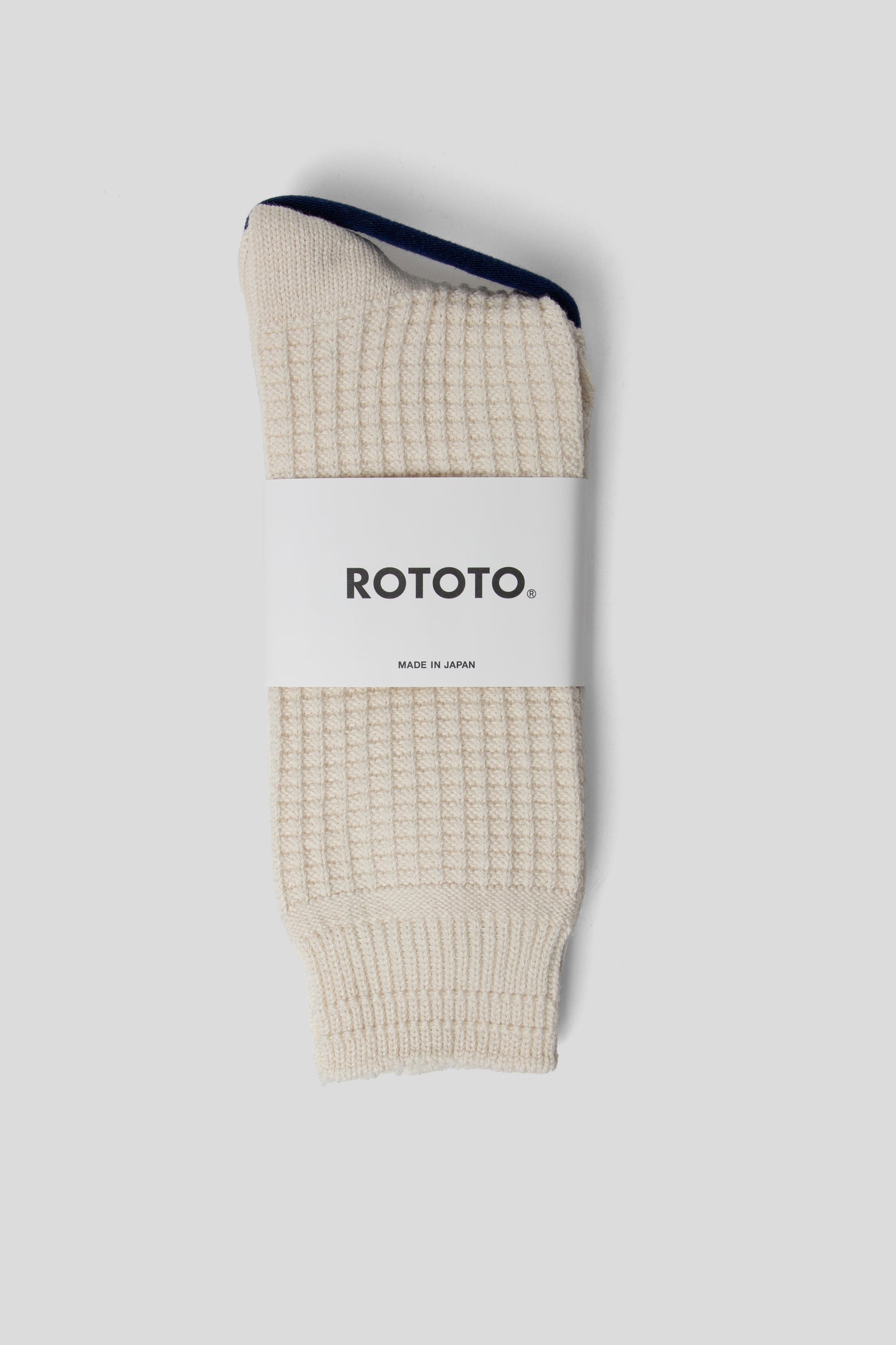 Rototo FW25 Cotton Waffle Crew Socks Raw White 1