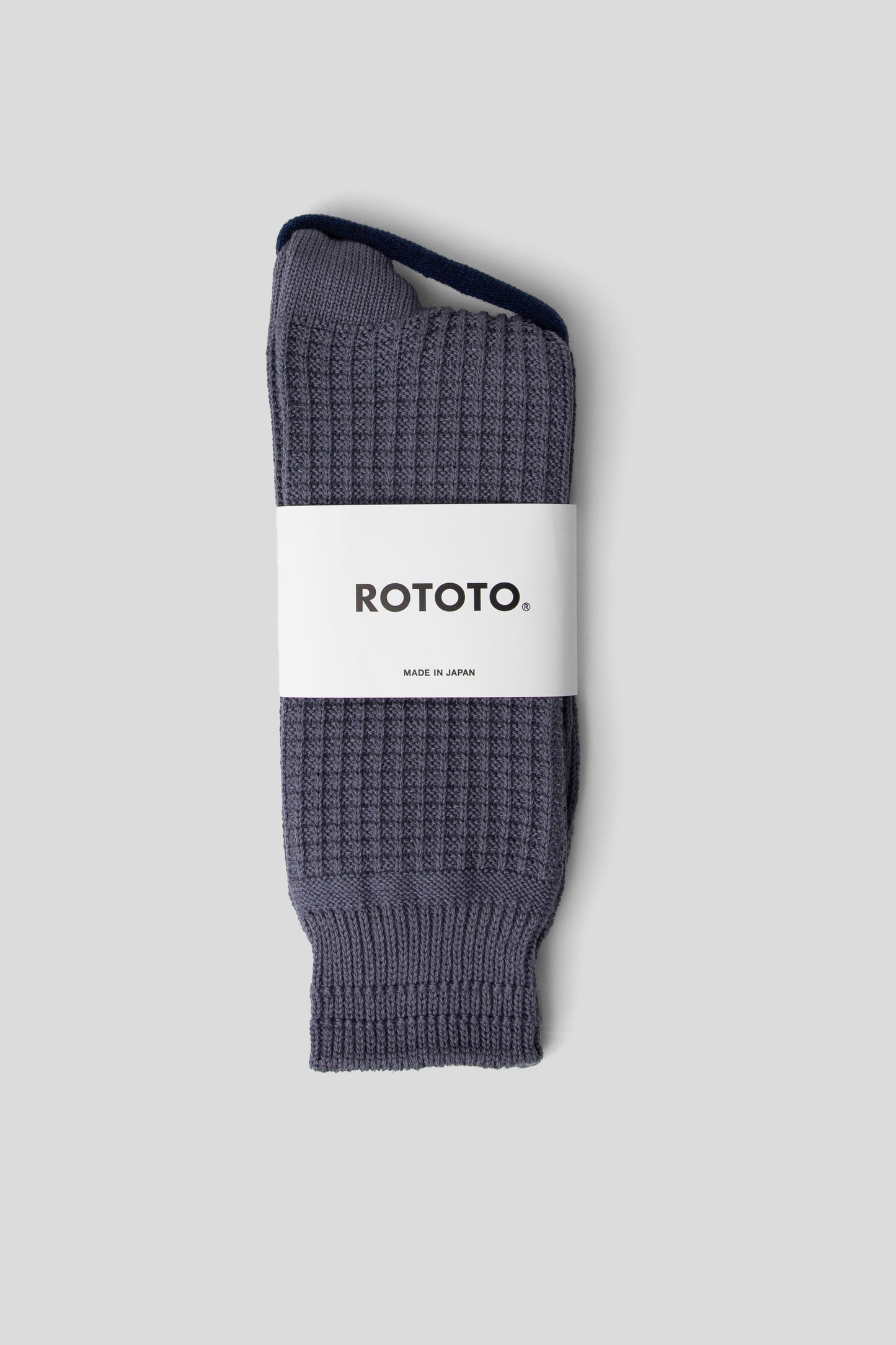 Rototo SS26 Cotton Waffle Crewsocks Steel Blue 01