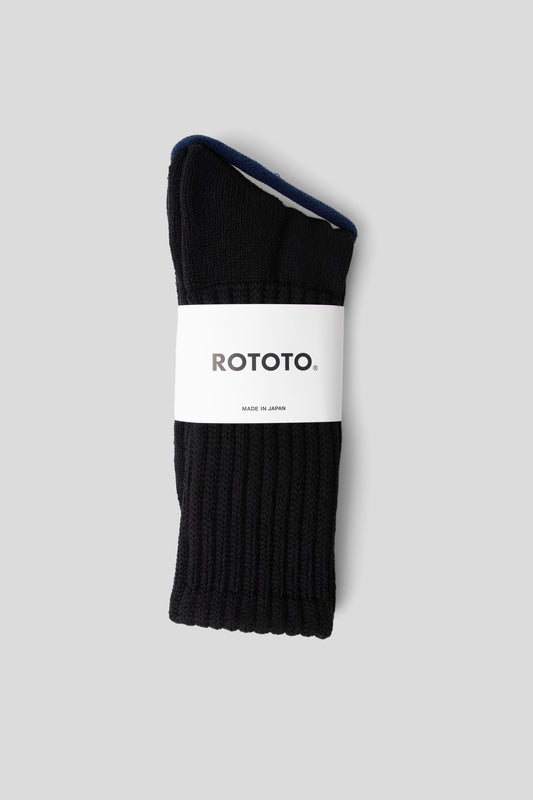 Rototo SS26 Loose Pile Crewsocks Black 01