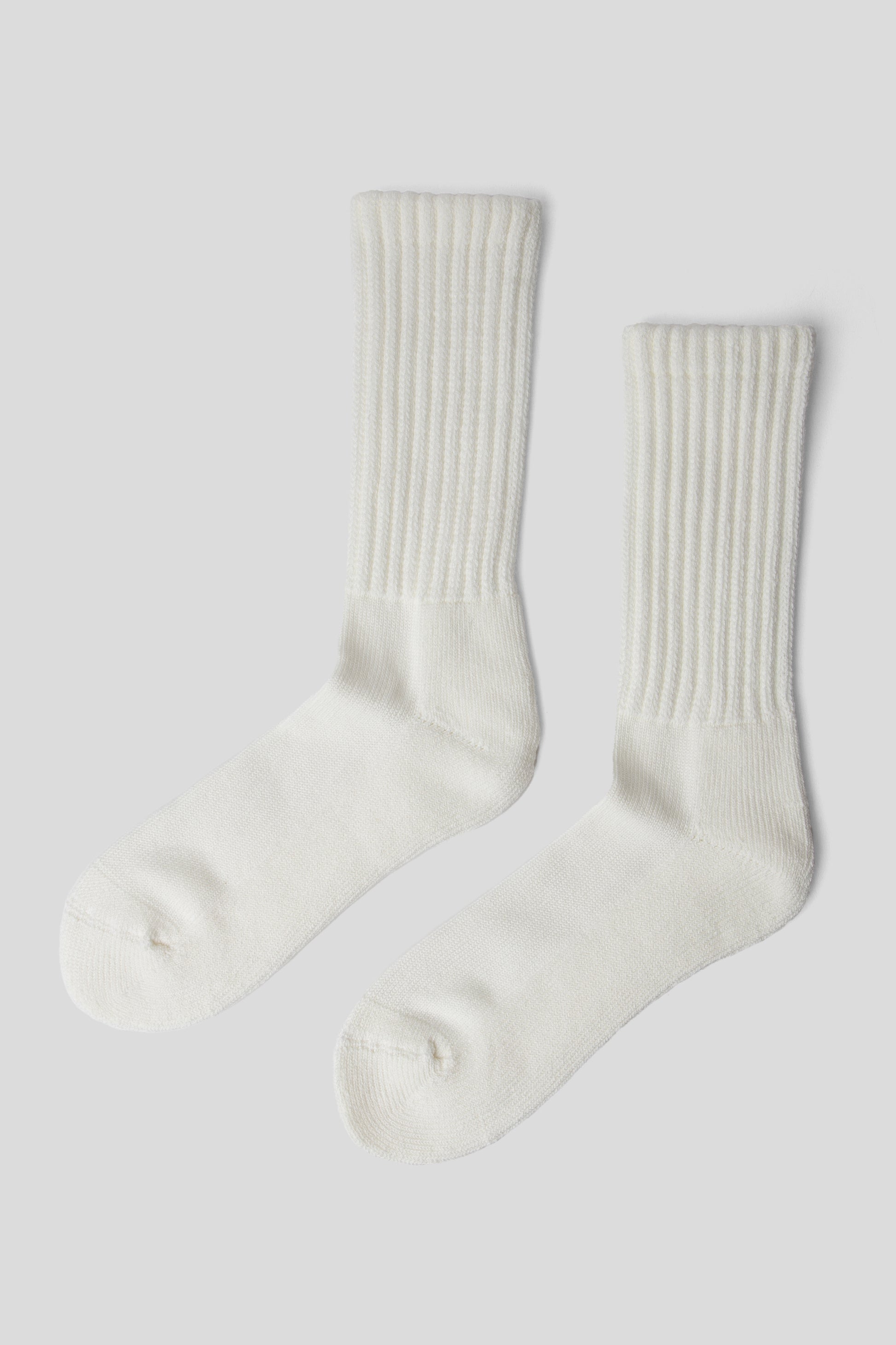 Rototo SS26 Loose Pile Crewsocks White 02