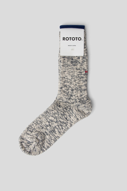 Rototo SS26 Organic Cotton Club Crewsocks Navy 01