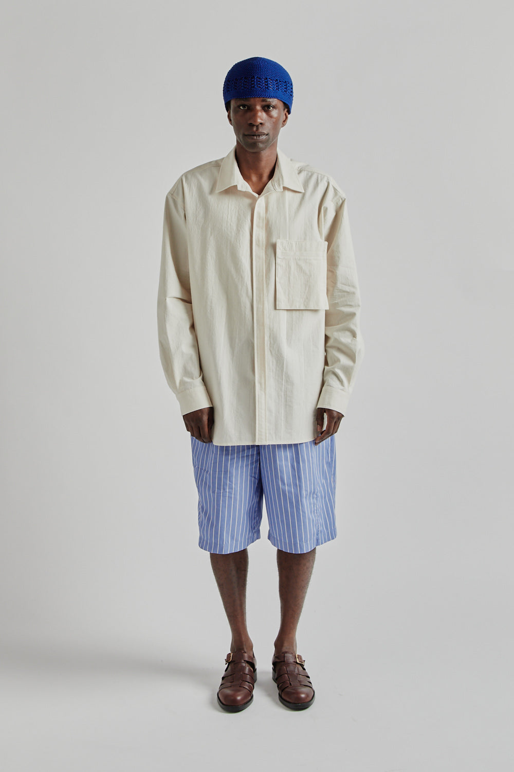s.k. manor hill OBA SHIRT シアサッカープルオーバー SK Manor Hill Overturn Shirt -Natural | Wallace Mercantile Shop