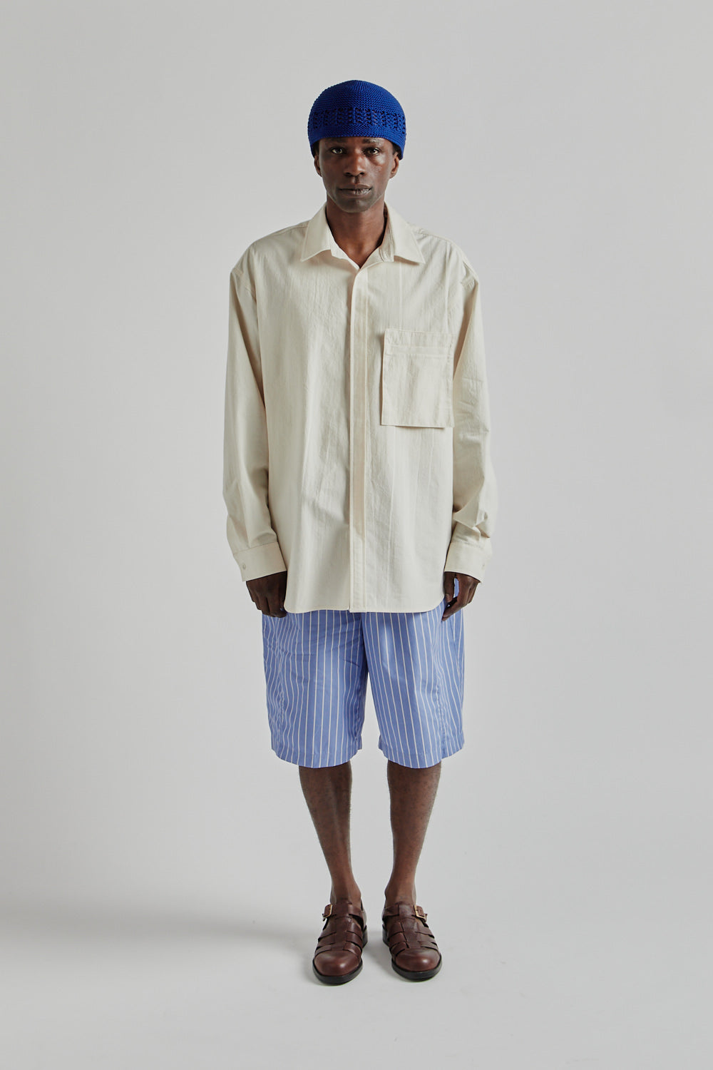 S.K Manor Hill SS25 Solar Short Blue White Stripes 1